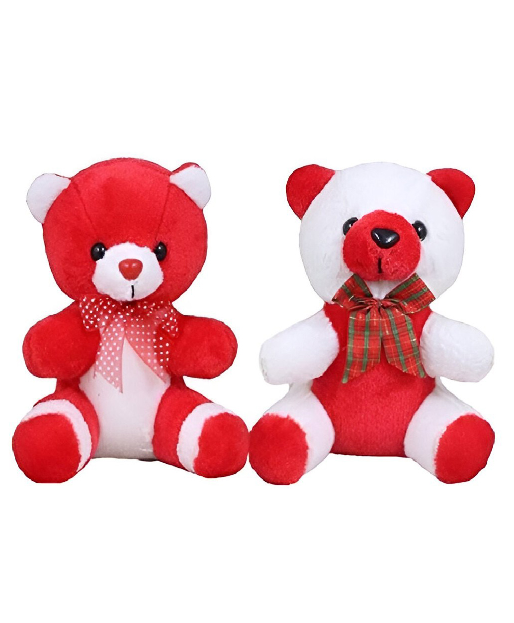 Tickles Teddy with Ribbon Bow Soft Stuffed Plush Toy for Kids Baby Girls & Boys Birthday Gifts Valentine's Day, Pack of 2 (Color: White & Red Size: 25 cm)-image-15