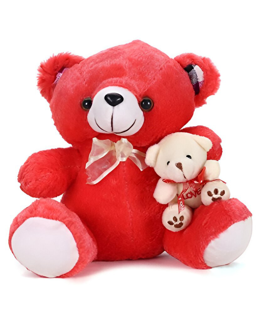 Tickles Teddy with Cute Baby Stuffed Soft Plush Toy For Kids Boys & Girls Birthday Gift (Size: Length 28 cm Color: Red)-image-32
