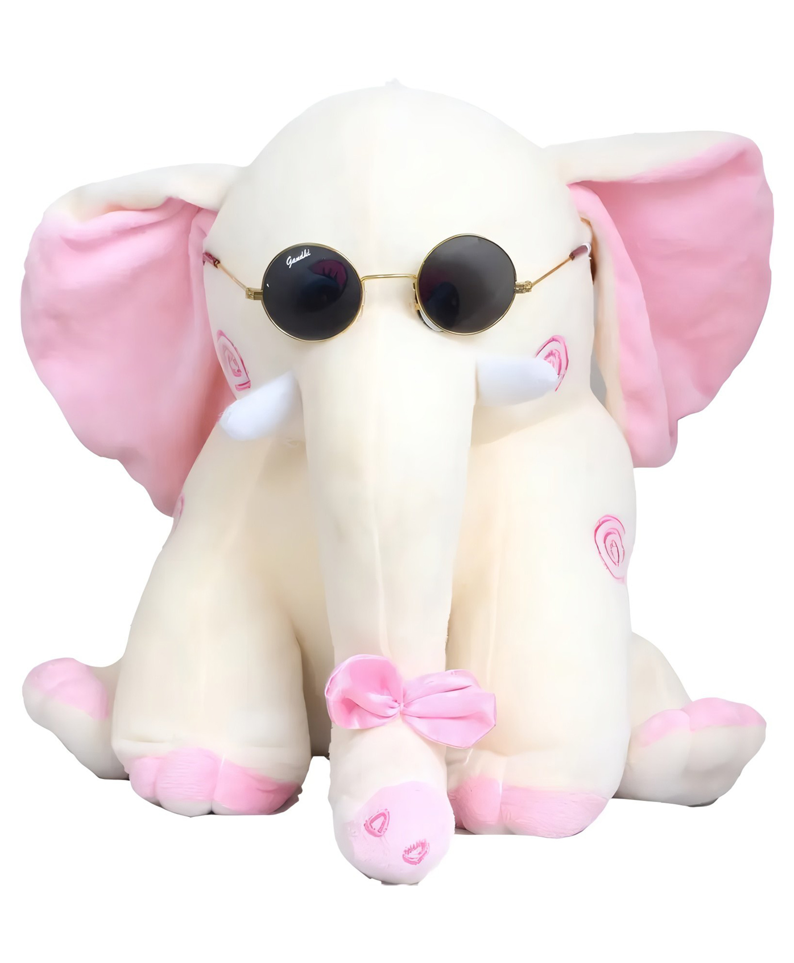 Tickles Sitting Elephant Wearing Googles Soft Stuffed Plush Animal Toy for Kids Boys & Girls Birthday Gift White - Height 12 cm-image-10