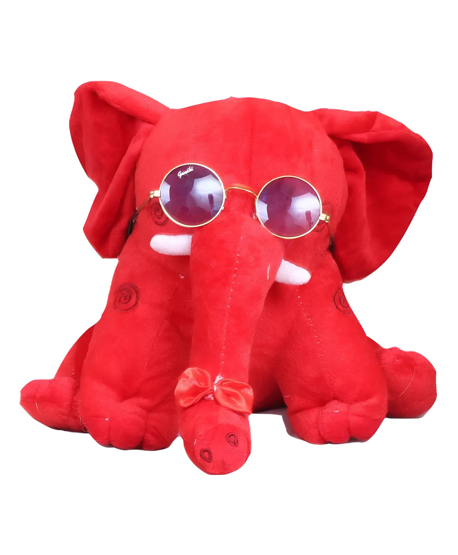 Tickles Sitting Elephant Wearing Googles Soft Stuffed Plush Animal Toy for Kids Boys & Girls Birthday Gift Red- Height 30 cm-image-11