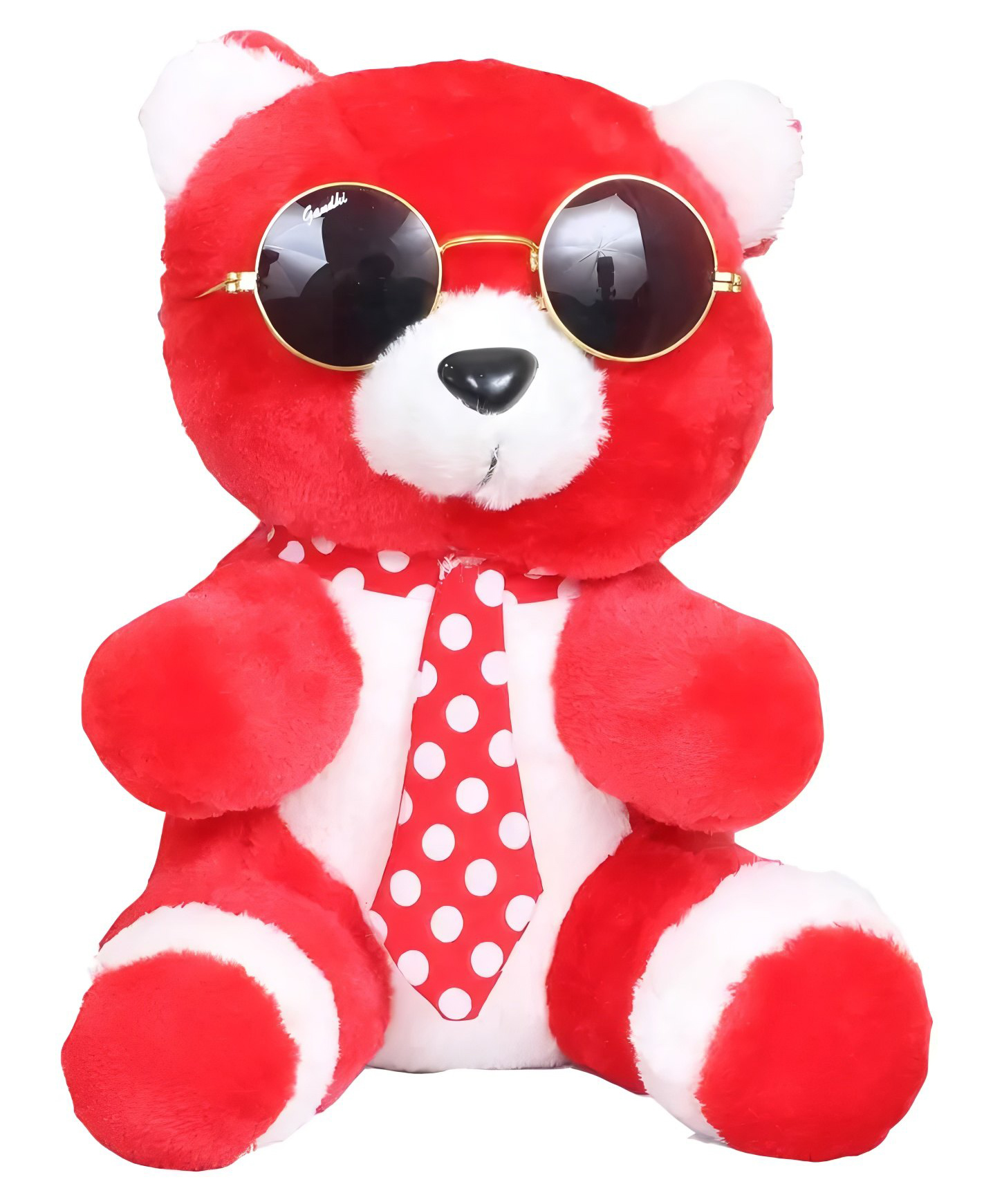 Tickles Teddy Wearing Googles & Tie Soft Stuffed Plush Toy for Kids Boys & Girls Birthday Gift Red & White - Height 18 cm-image-24