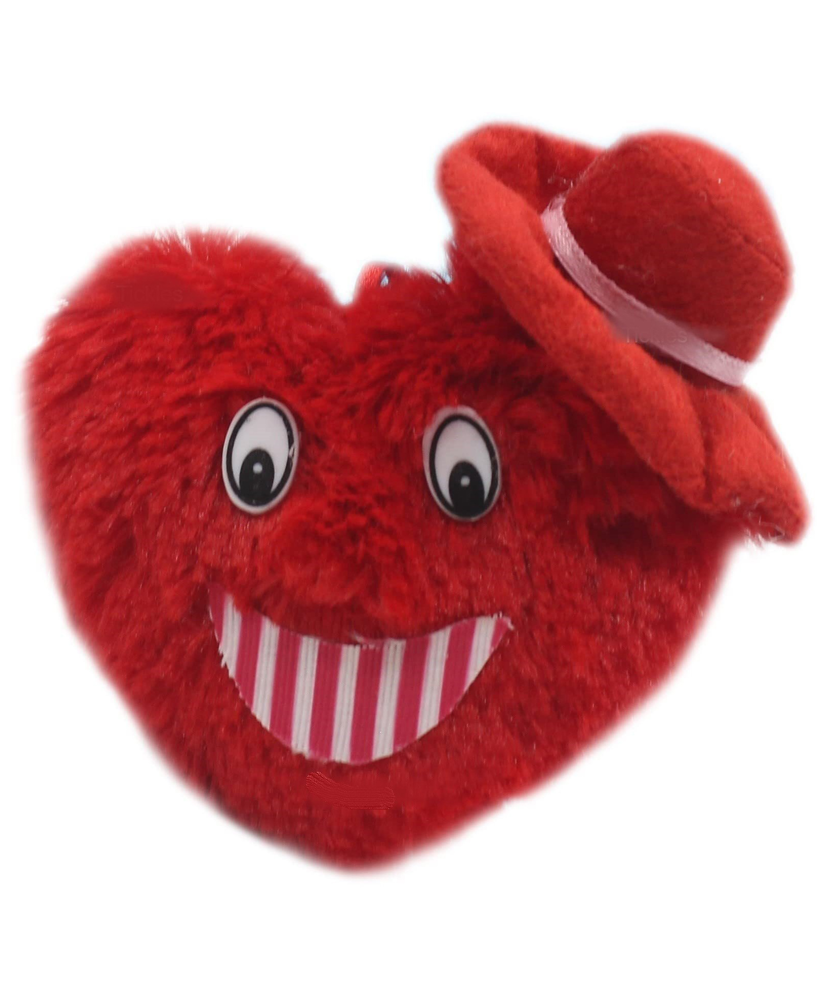 Tickles Hanging Heart with Hat Soft Stuffed Plush Toy for Valentines Day,, Birthday Gift (Color: Red; Size: 10 cm)-image-6