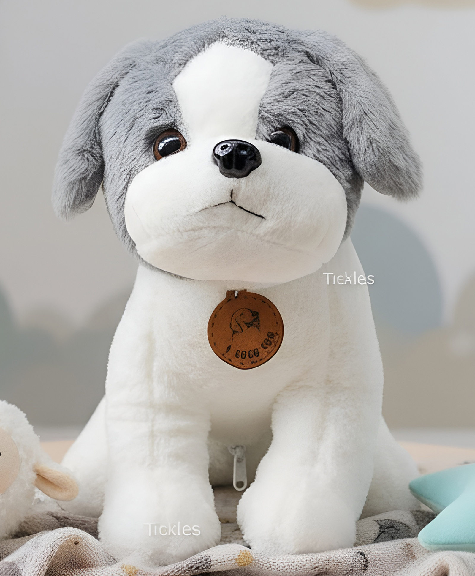 Tickles Puppy Dog Soft Stuffed Plush Animal Toy For Kids Boys & Girls Birthday Gift (Color: Grey; Size: 30 cm)-image-32