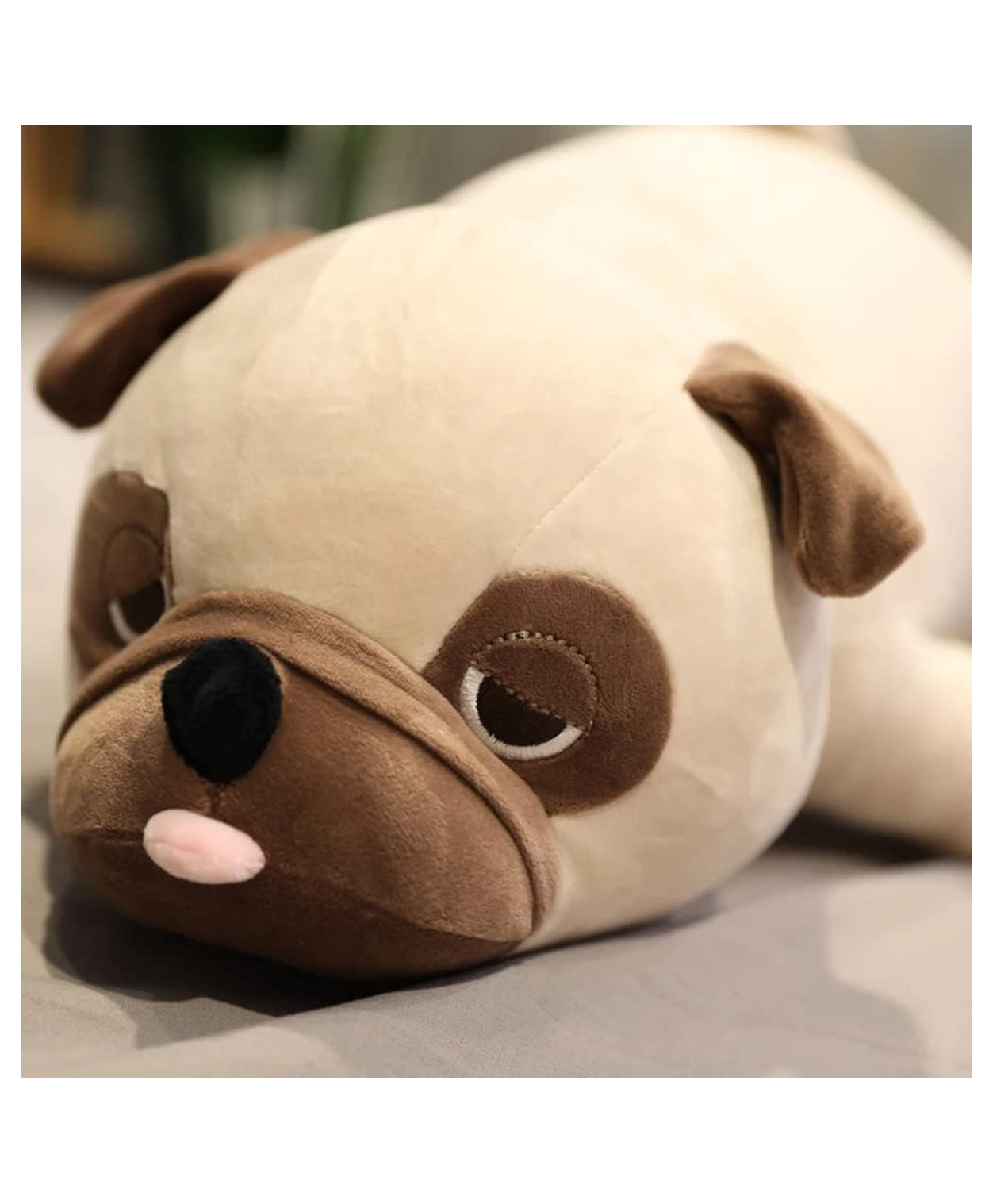 Tickles Cute Pug Dog Soft Stuffed Plush Animal Toy for Kids Boys & Girls Birthday Gift (Color: Brown; Size: Length 60 cm)-image-31