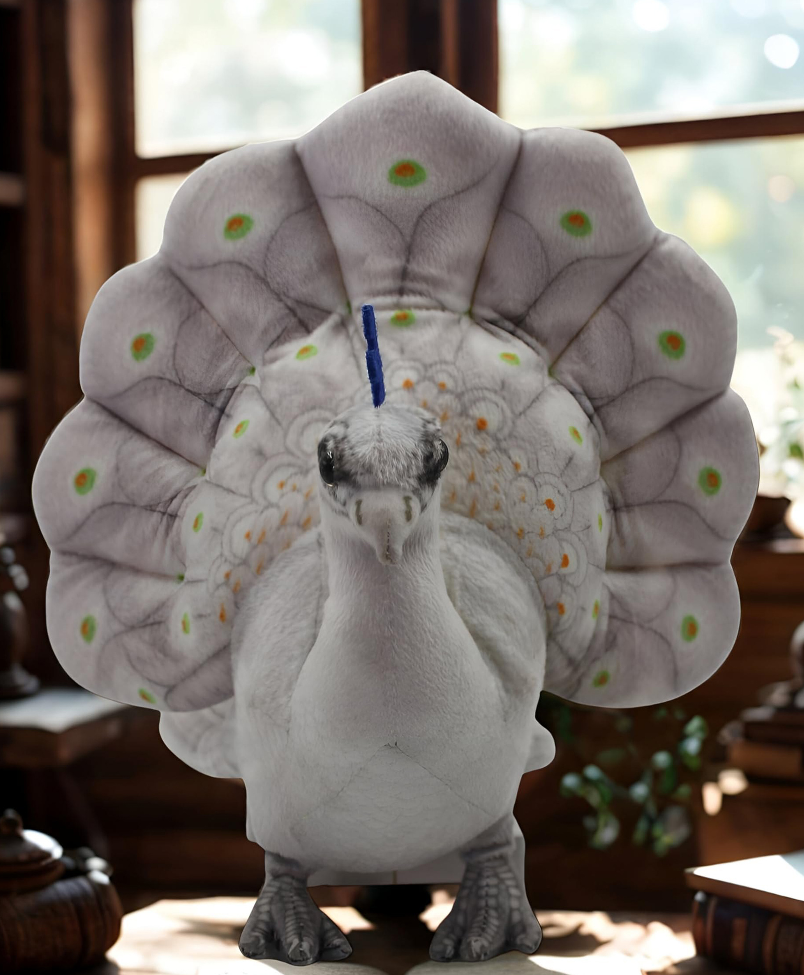 Tickles Cute Peacock Soft Stuffed Plush Bird Toy for Kids Boys & Girls Birthday Gifts (Size: Length 30 cm Color: White & Grey)-image-20