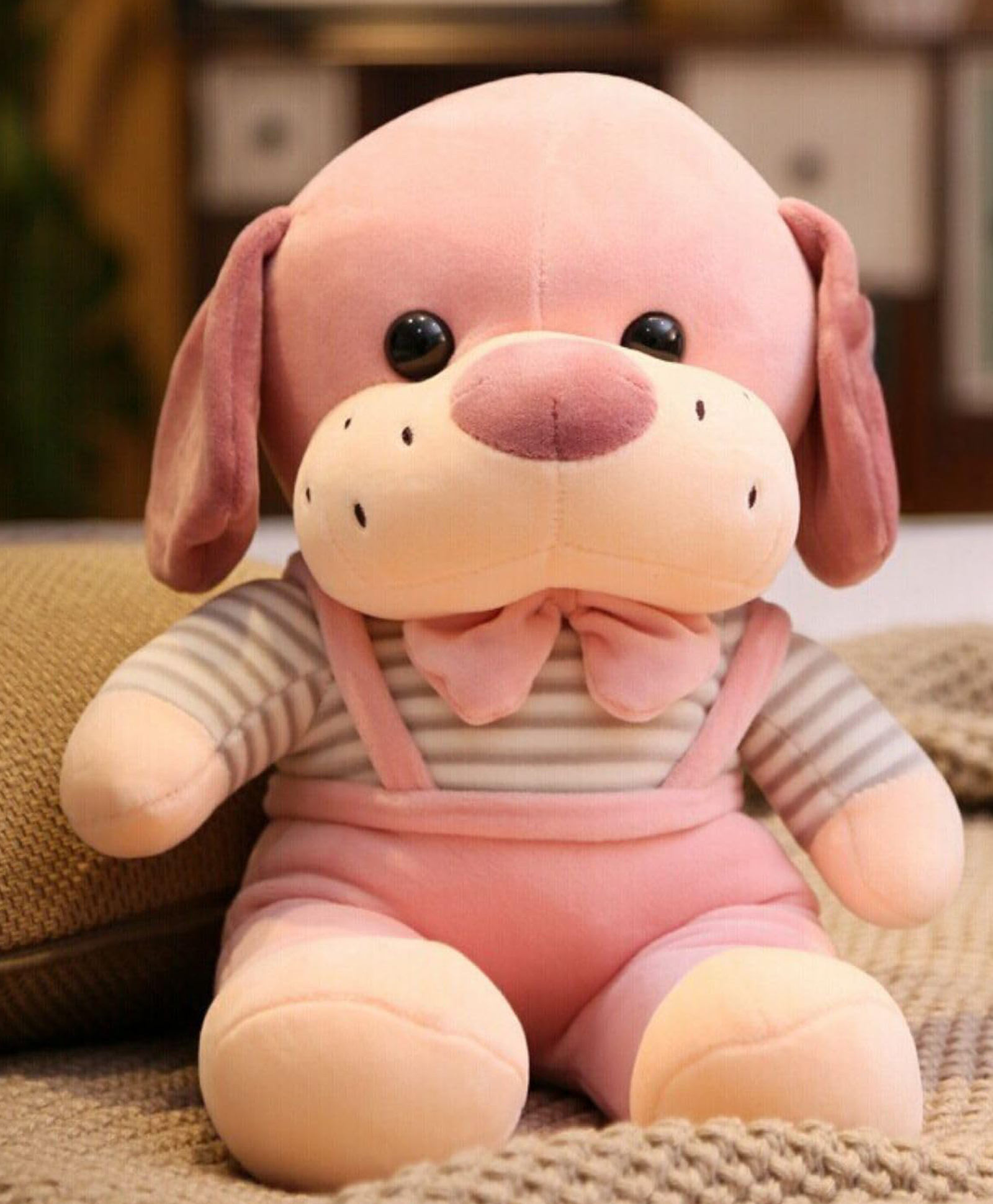 Tickles Cute Puppy Dog Soft Stuffed Plush Animal Toy for Kids Boys & Girls Birthday Gift (Color: Pink Size: Length 30 cm)-image-17