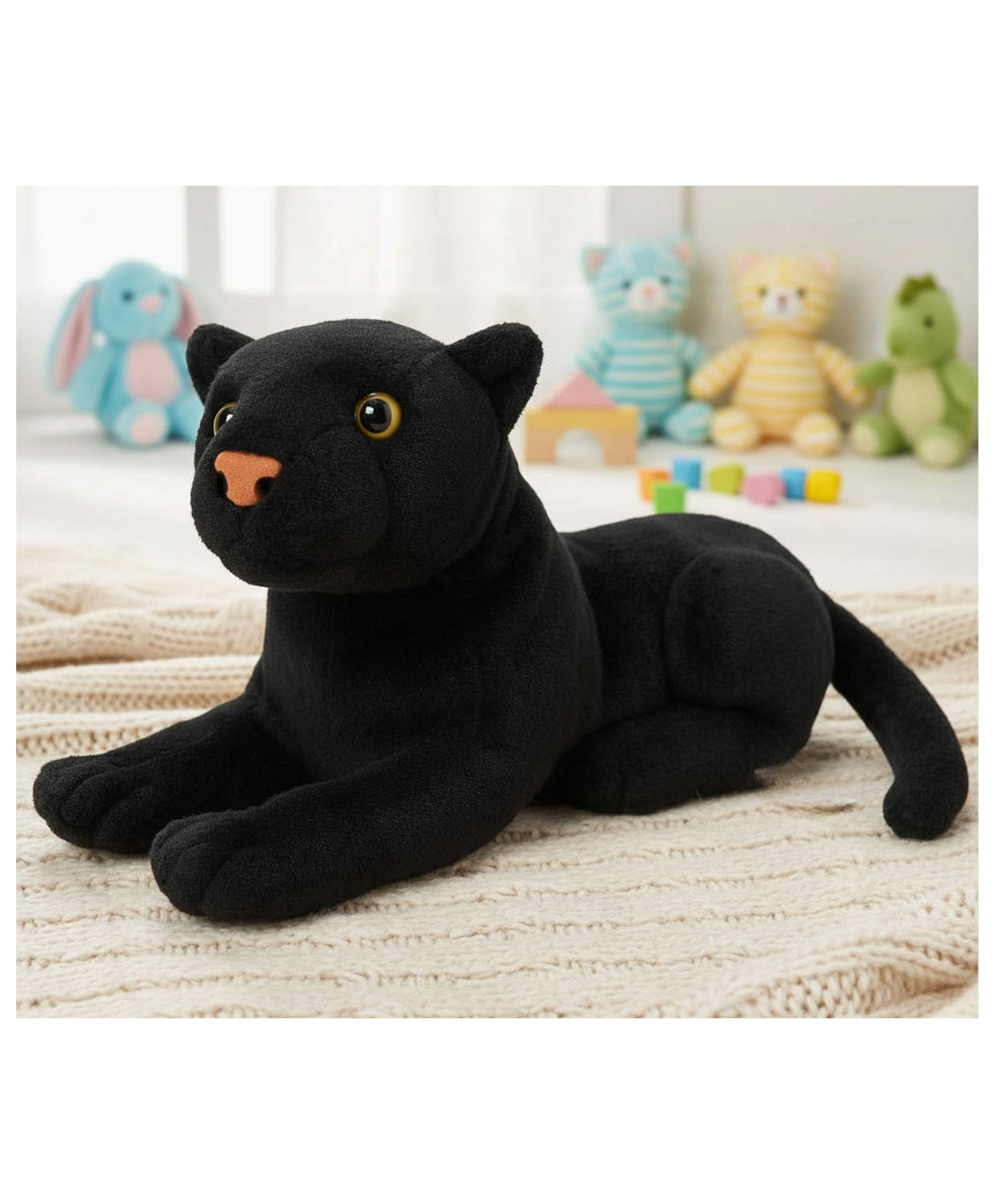 Tickles Black Panther Soft Stuffed Plush Animal Toy for Kids Boys & Girls Birthday Gift (Color: Black Size: Length 30 cm)-image-4