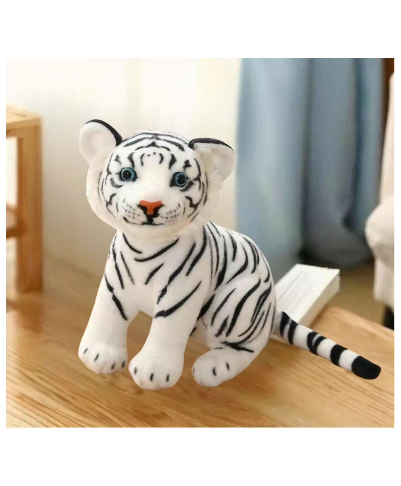 Tickles Siberian White Tiger Soft Stuffed Plush Animal Toy for Kids Boys & Girls Birthday Gift (Color: White Size: Length 25 cm)-image-6