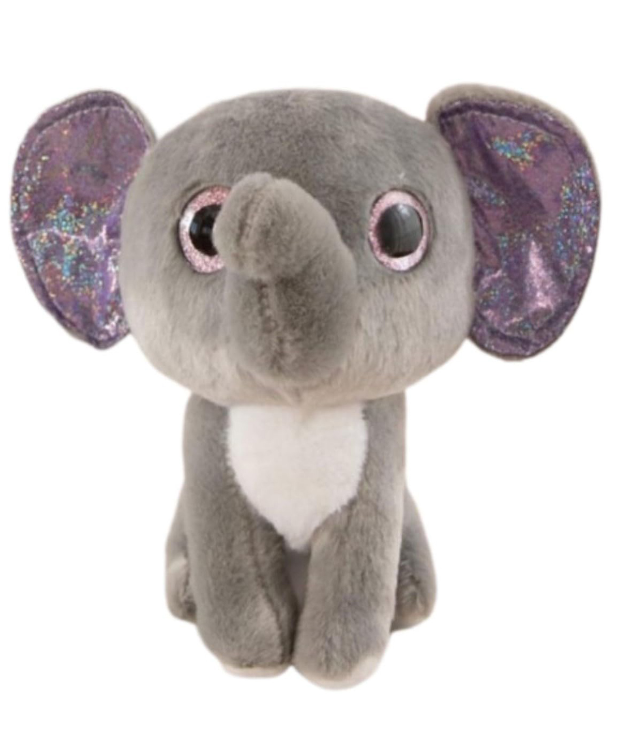 Tickles Cute Sitting Elephant Glitter Eyes Soft Stuffed Plush Animal Toy for Kids Boys & Girls Birthday Gift (Size: Length 20 cm Color: Grey)-image-8