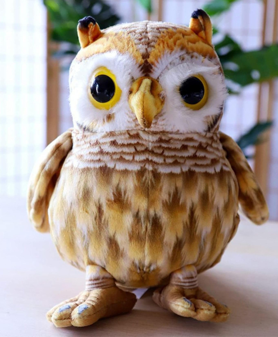 Tickles Owl Soft Stuffed Plush Bird Toy for Kids Boys & Girls Birthday Gifts (Size: Length 35 cm Color: White & Brown)-image-12