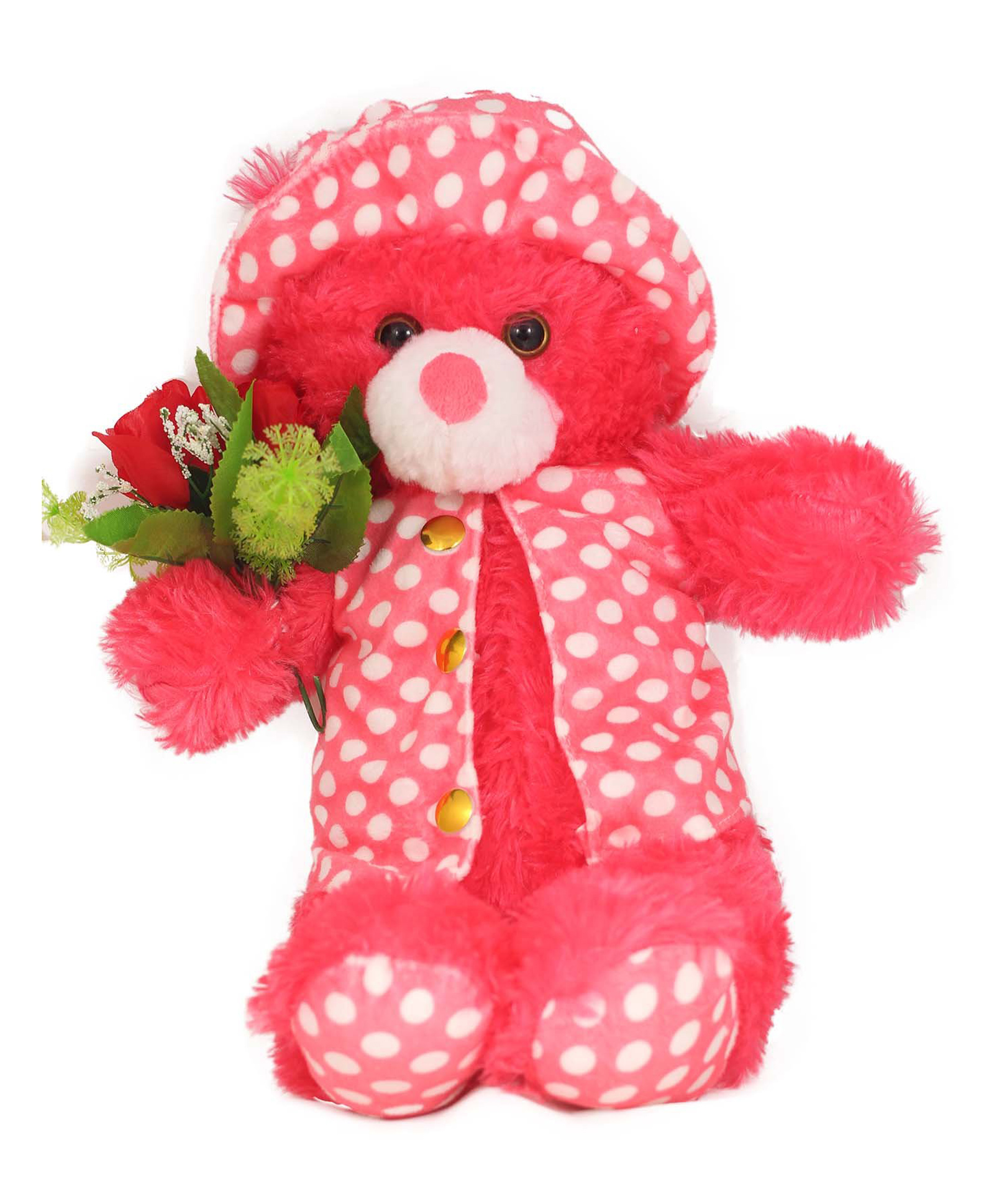 Tickles Jacket Teddy with Rose Soft Stuffed Plush Toy for Kids Boys & Girls Birthday Gift (Size: 35 cm Color: Magenta)-image-27