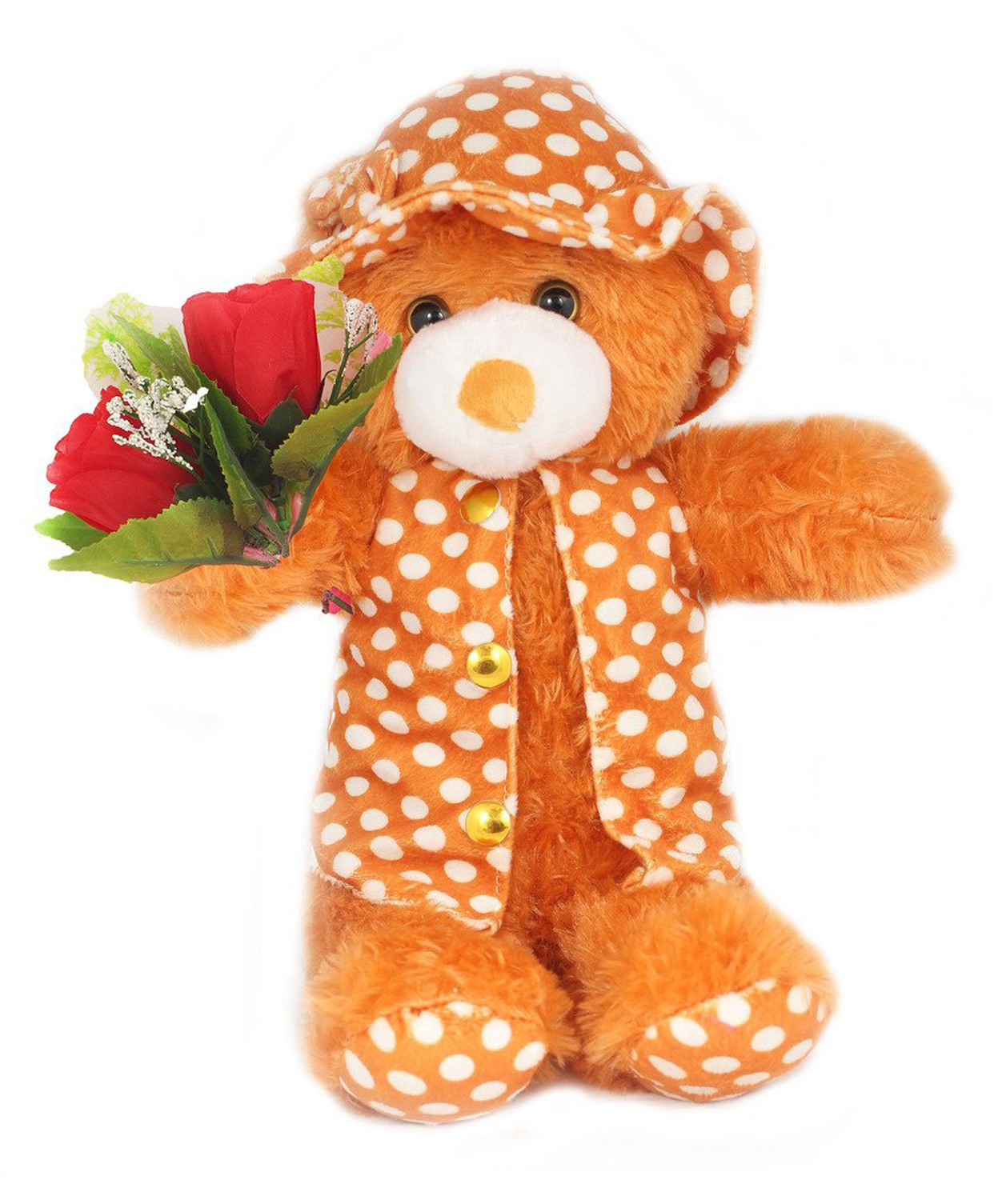 Tickles Jacket Teddy with Rose Soft Stuffed Plush Toy for Kids Boys & Girls Birthday Gift (Size: Length 60 cm Color: Brown)-image-30