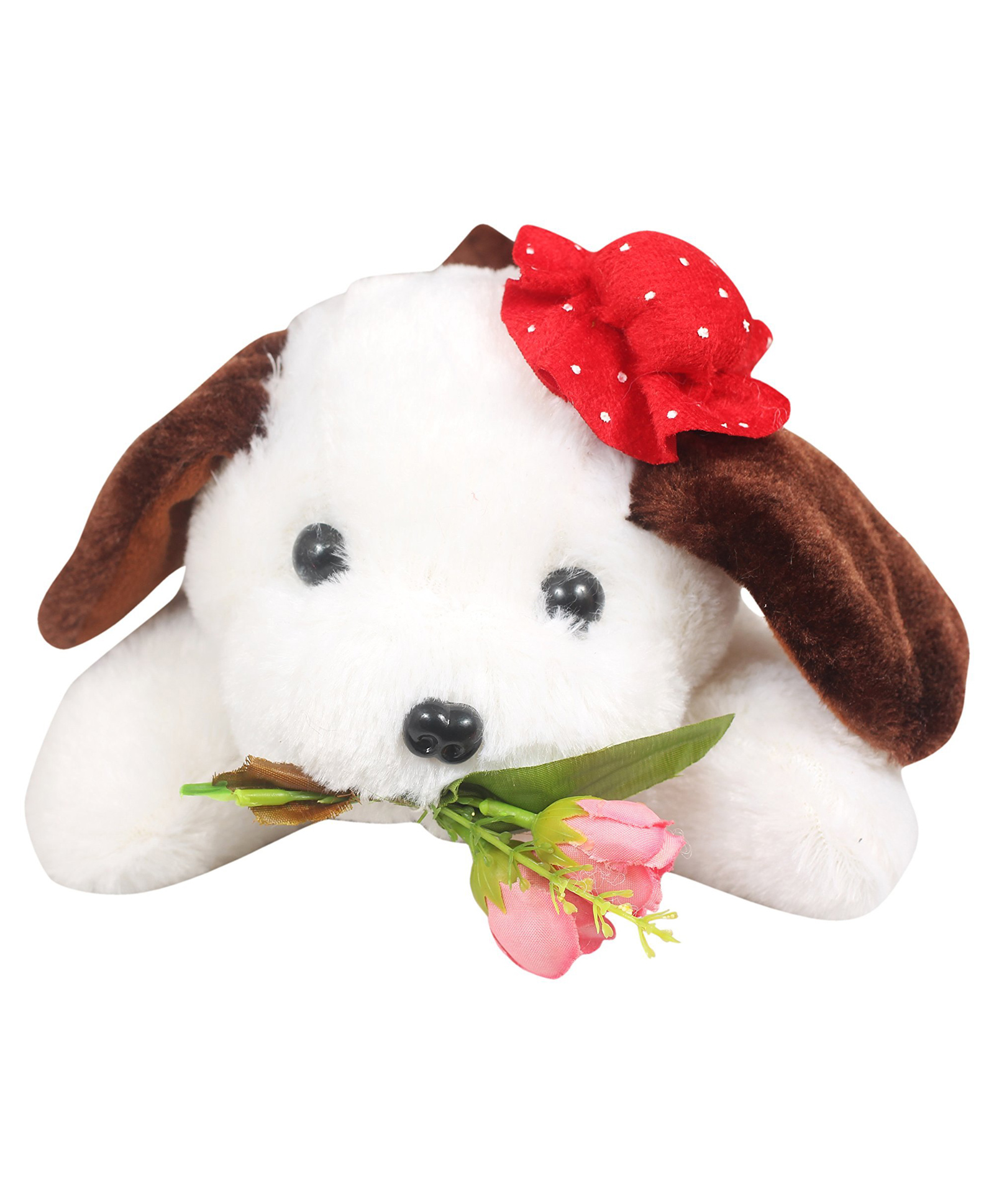 Tickles Dog with Flower Soft Stuffed Plush Animal Toy for Kids Boys & Girls Birthday Gift (Size: Length 25 cm Color: White)-image-27