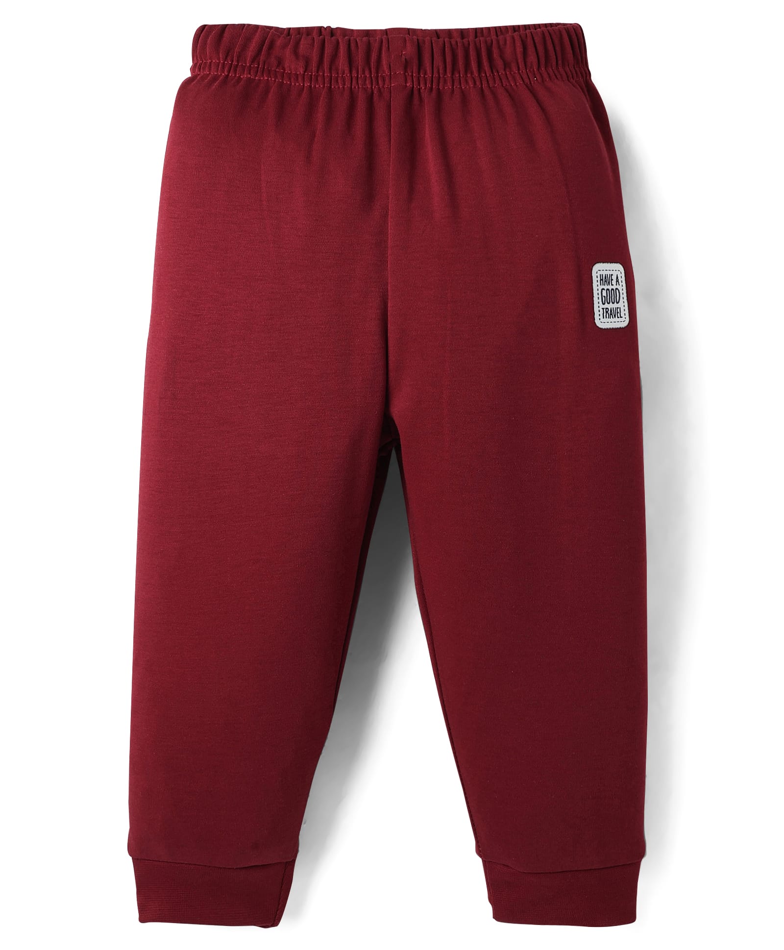 Ollypop Interlock Knit Full Length Lounge Pants With Have Good Travel Patch - Maroon-picture-13