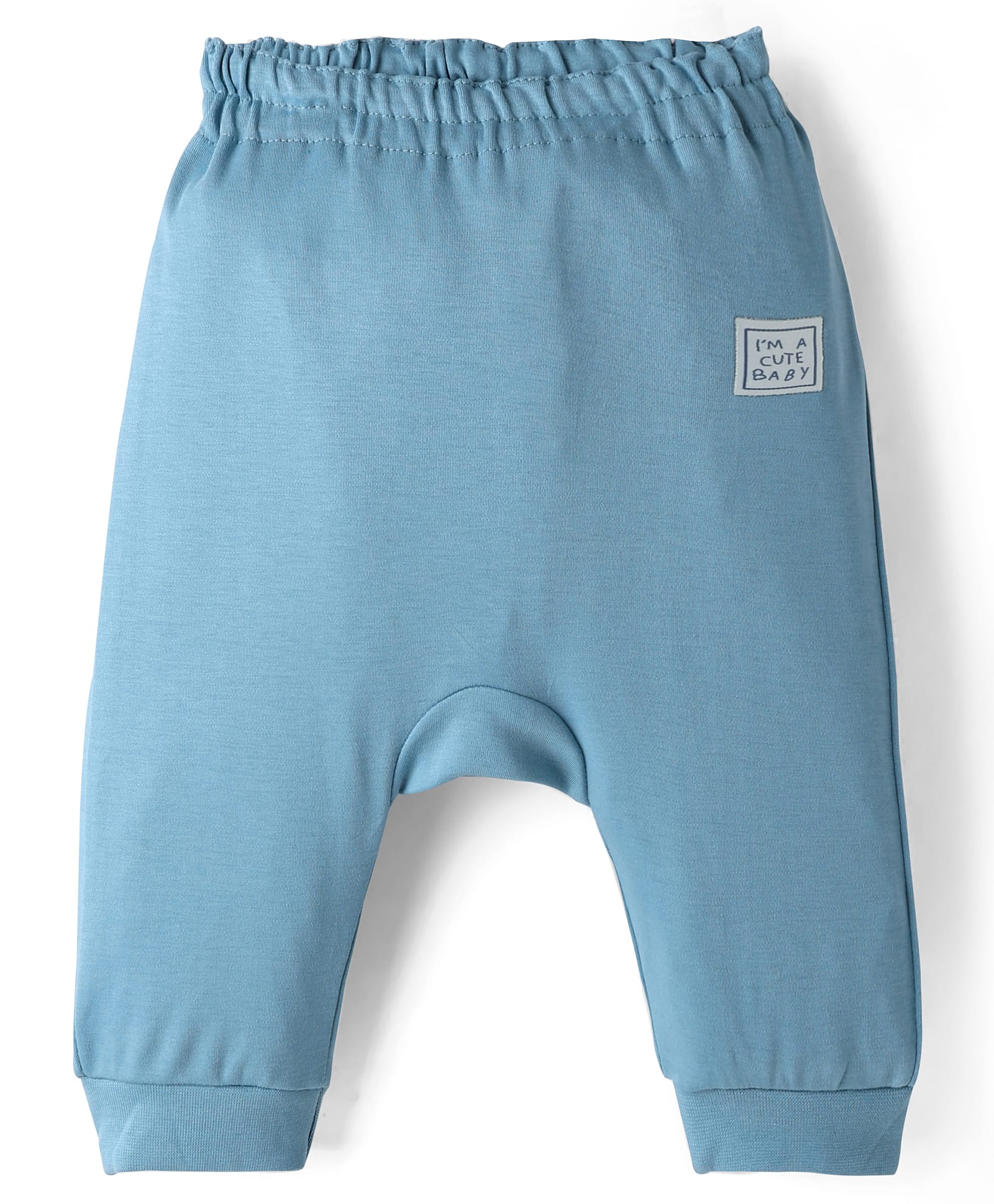 Ollypop Interlock Knit Full Length Diaper Leggings With Im A Good Baby Text Patch - Light Blue-picture-28