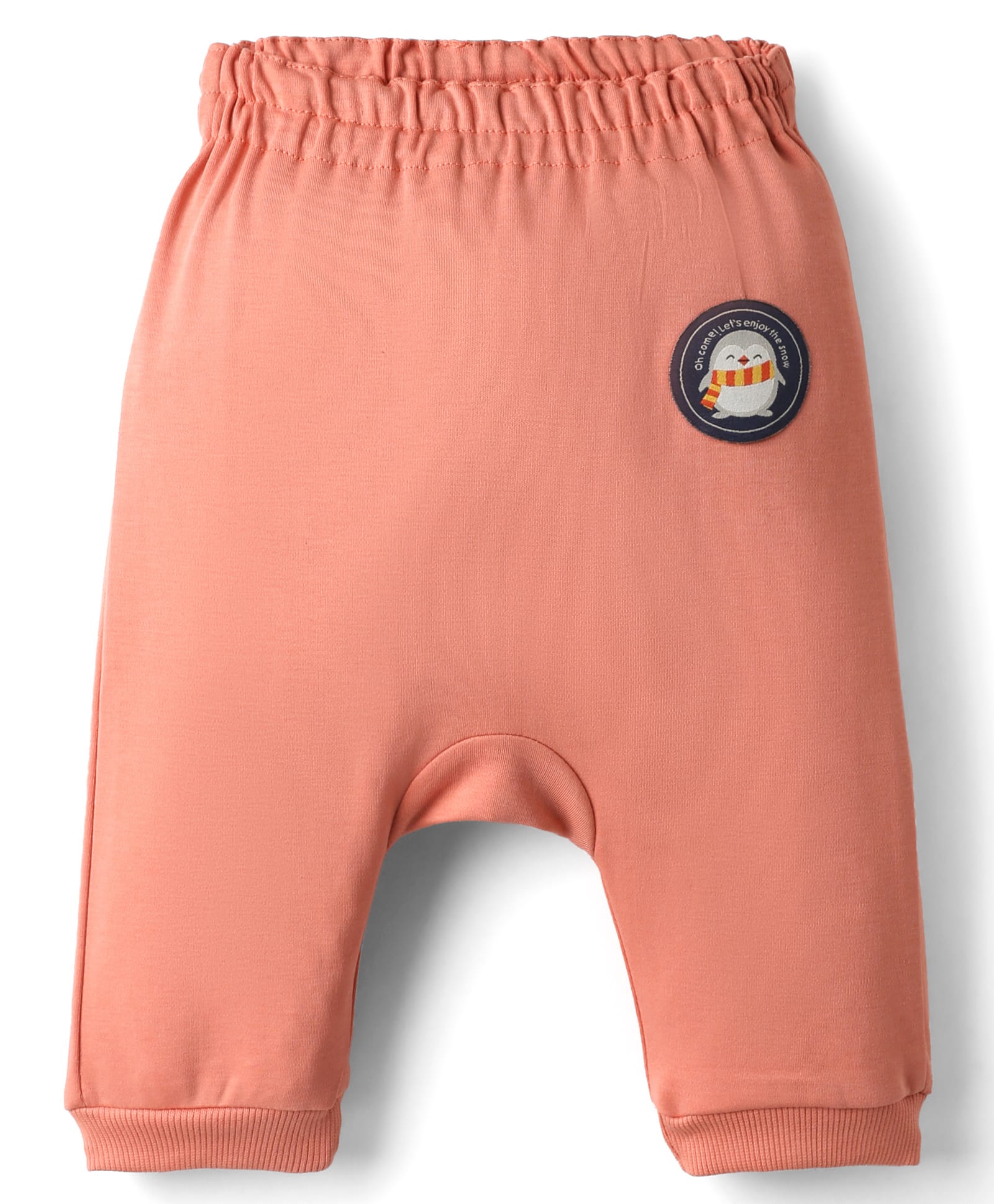 Ollypop Interlock Knit Full Length Diaper Leggings With Penguin Patch - Coral-image-32