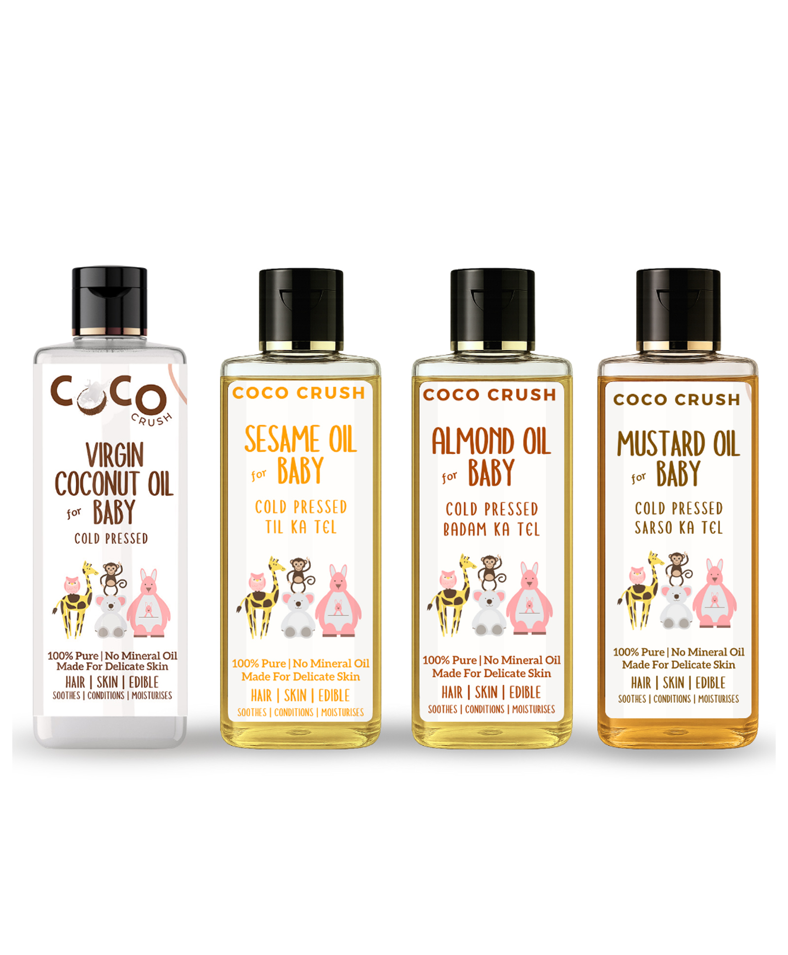 Coco Crush Cold Pressed Almond, Virgin Coconut, Sesame & Mustard Oil Combo - 200ml (4*50ml)-image-33