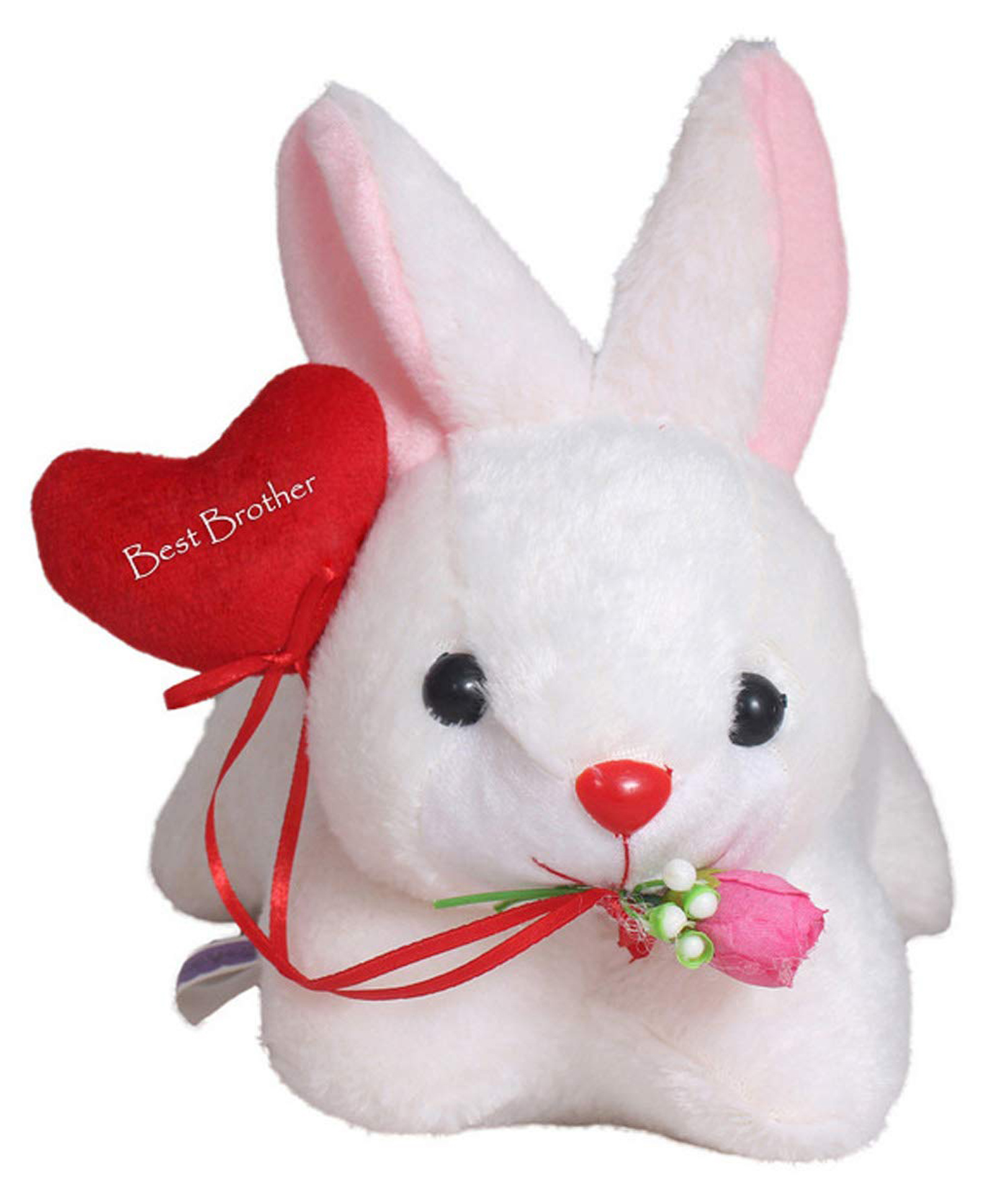 Tickles Rabbit Best Brother Heart Soft Stuffed Plush Animal Toy for Boys & Girls (Color: White Size: Length 26 cm)-image-40