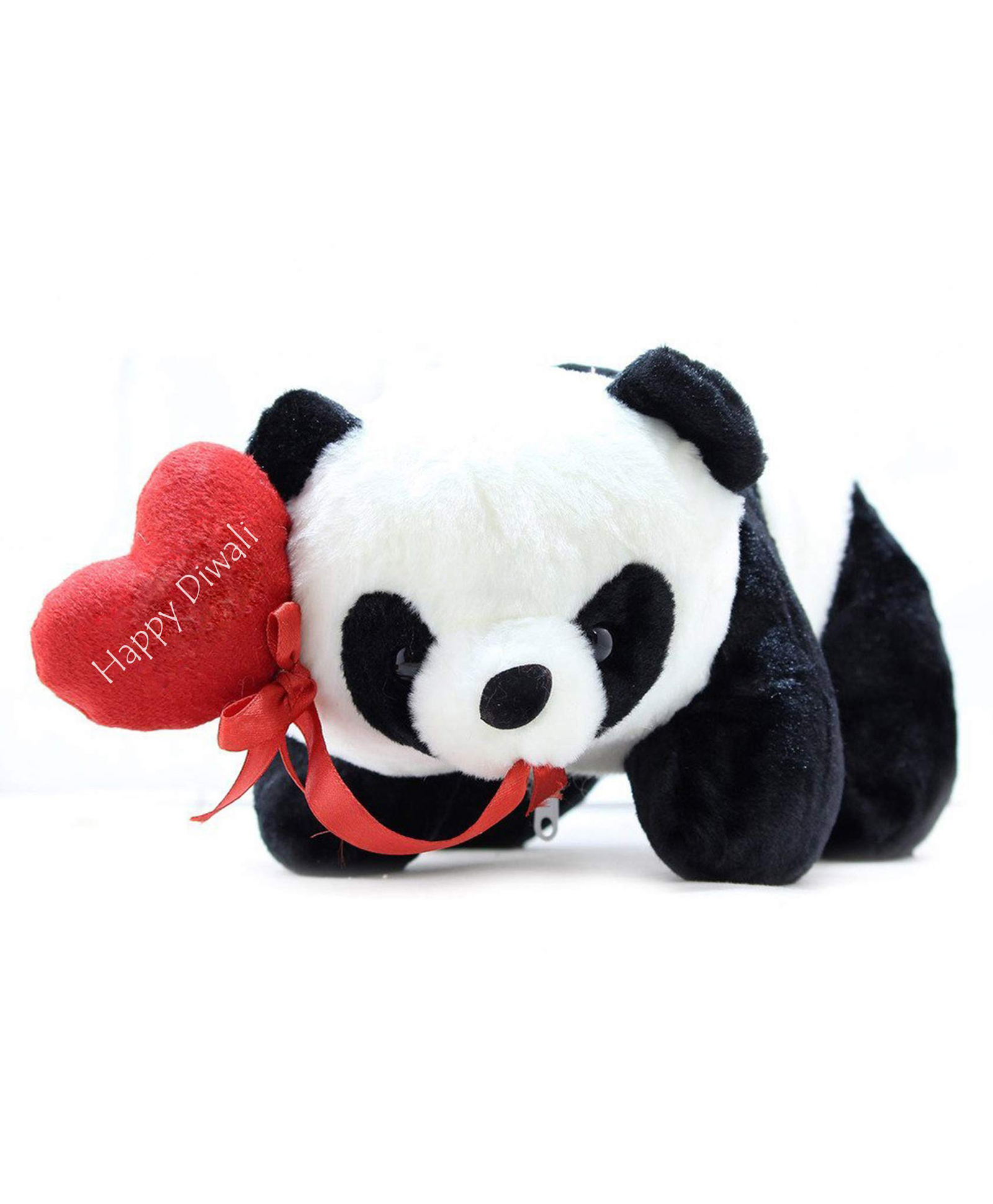 Tickles Panda with Happy Diwali Wishes Heart Soft Stuffed Plush Animal Toy for Kids Boys & Girls Birthday Gift (Color: Black Size: Length 26 cm)-picture-11