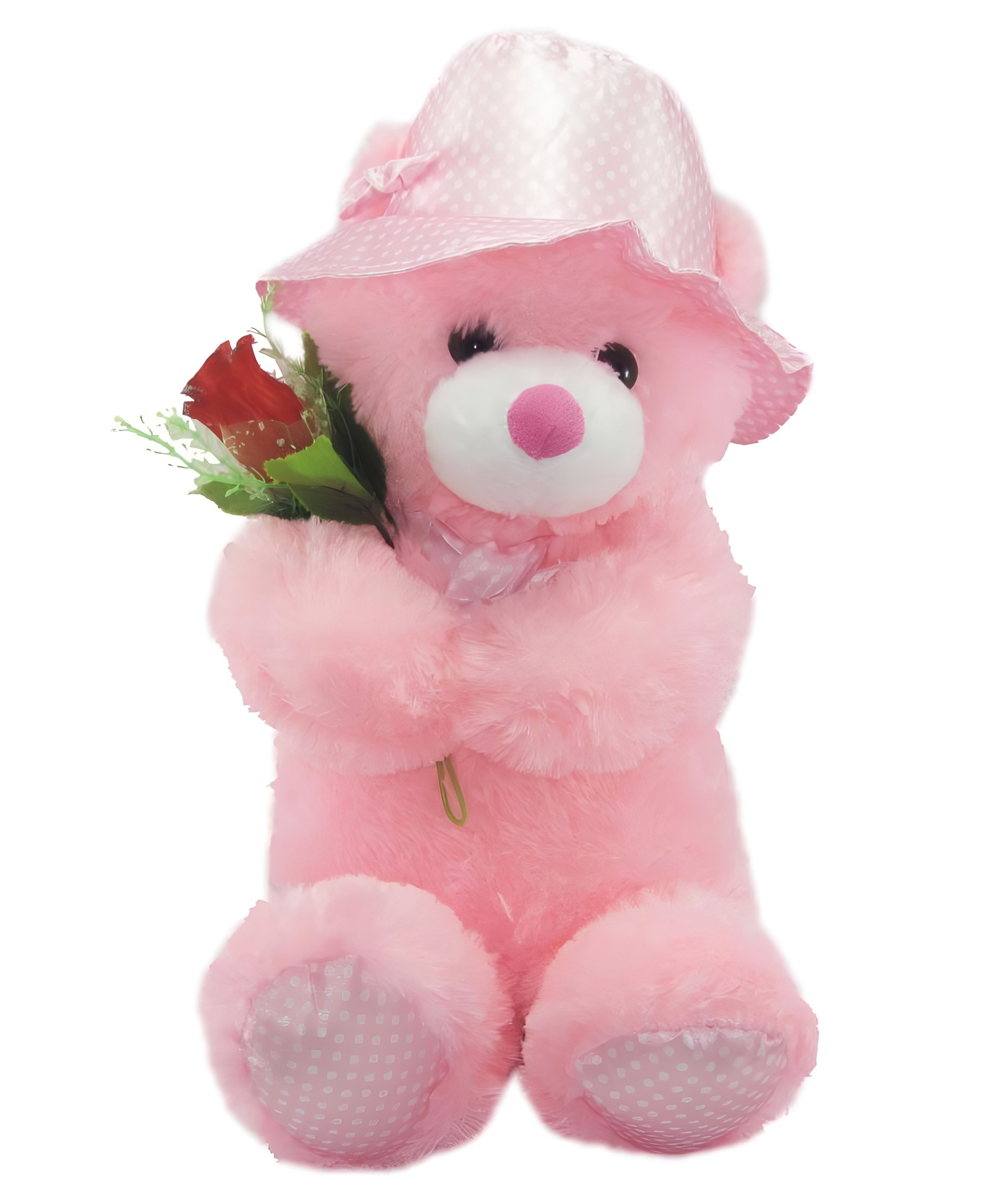 Tickles Teddy with Rose Soft Stuffed Plush Toy for Kids Boys & Girls Birthday Gift (Size: Length 45 cm; Color: Pink)-image-8
