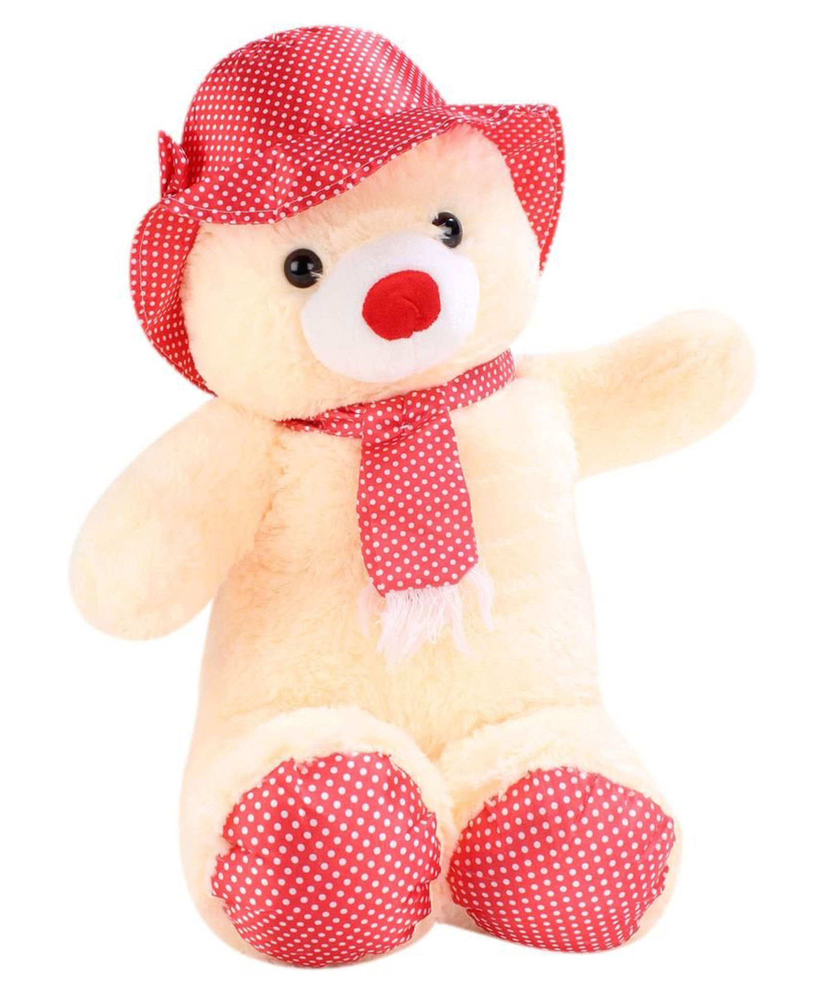 Tickles Cap Teddy Soft Stuffed Plush Toy for Kids Boys & Girls Birthday Gifts (Size: Length 45 cm Color: Beige)-image-34