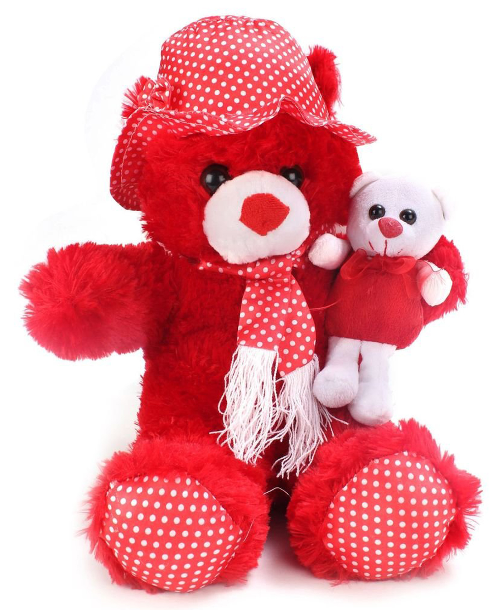 Tickles Teddy Bear with Baby Soft Stuffed Plush Toy For Kids Boys & Girls Birthday Gifts (Size: Length 45 cm Color: Red)-image-30