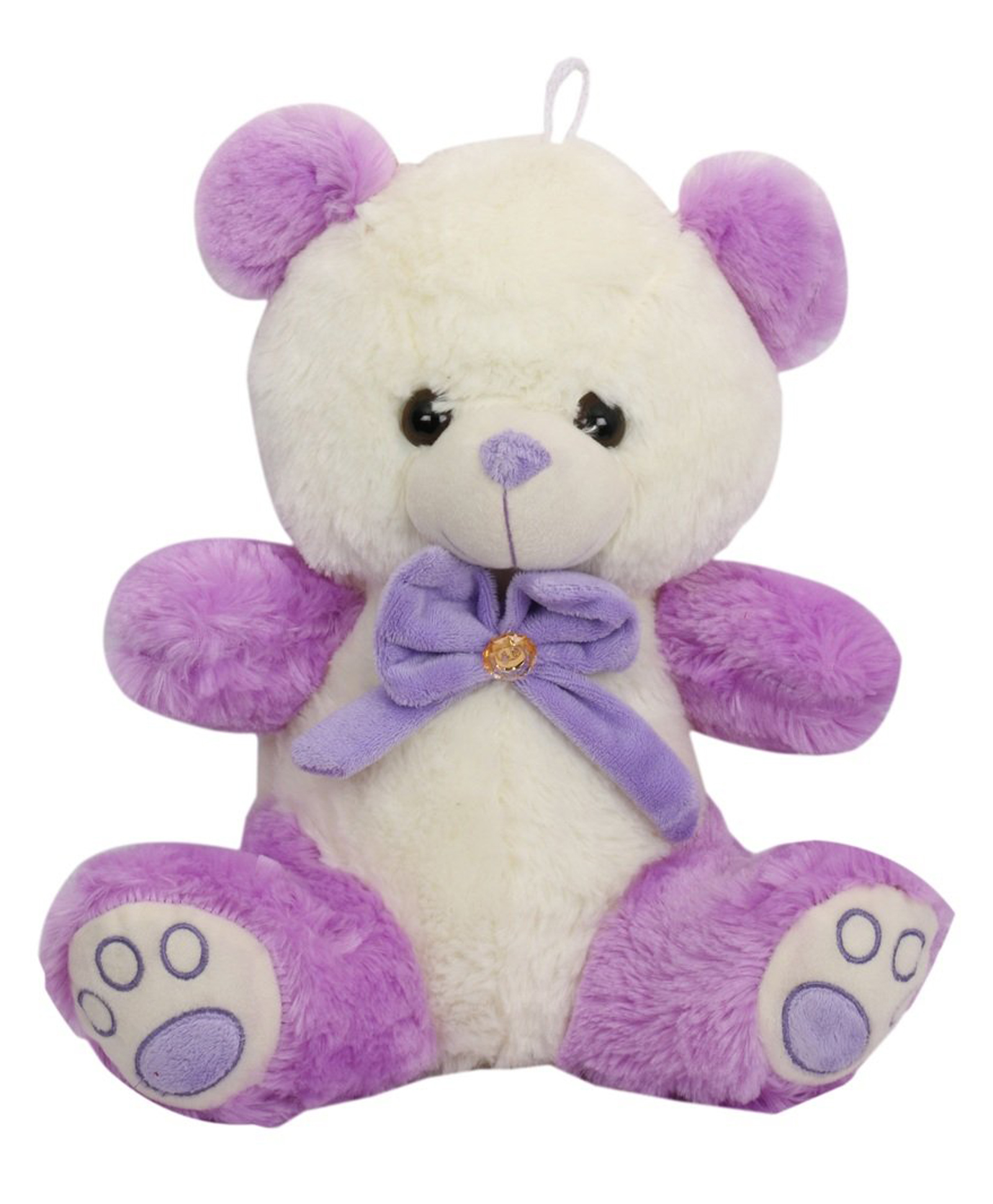Tickles Bow Teddy Soft Stuffed Plush Toy For Kids Boys & Girls Birthday Gift (Color: White & Purple; Size: Length 42 cm)-image-6
