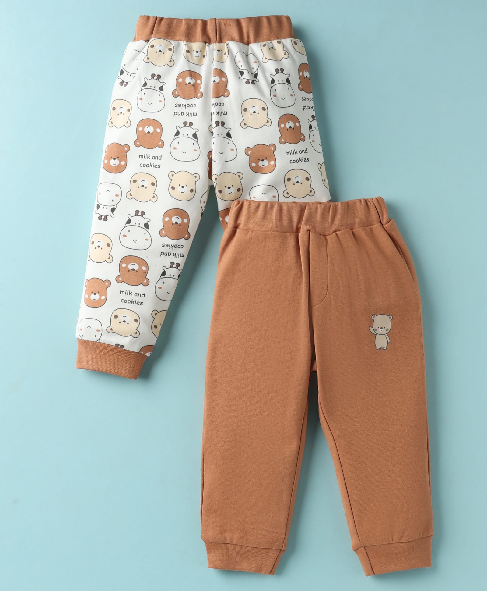 ToffyHouse Interlock Knit Full Length Pajamas with Bear Print Pack of 2 - Brown & White-picture-27