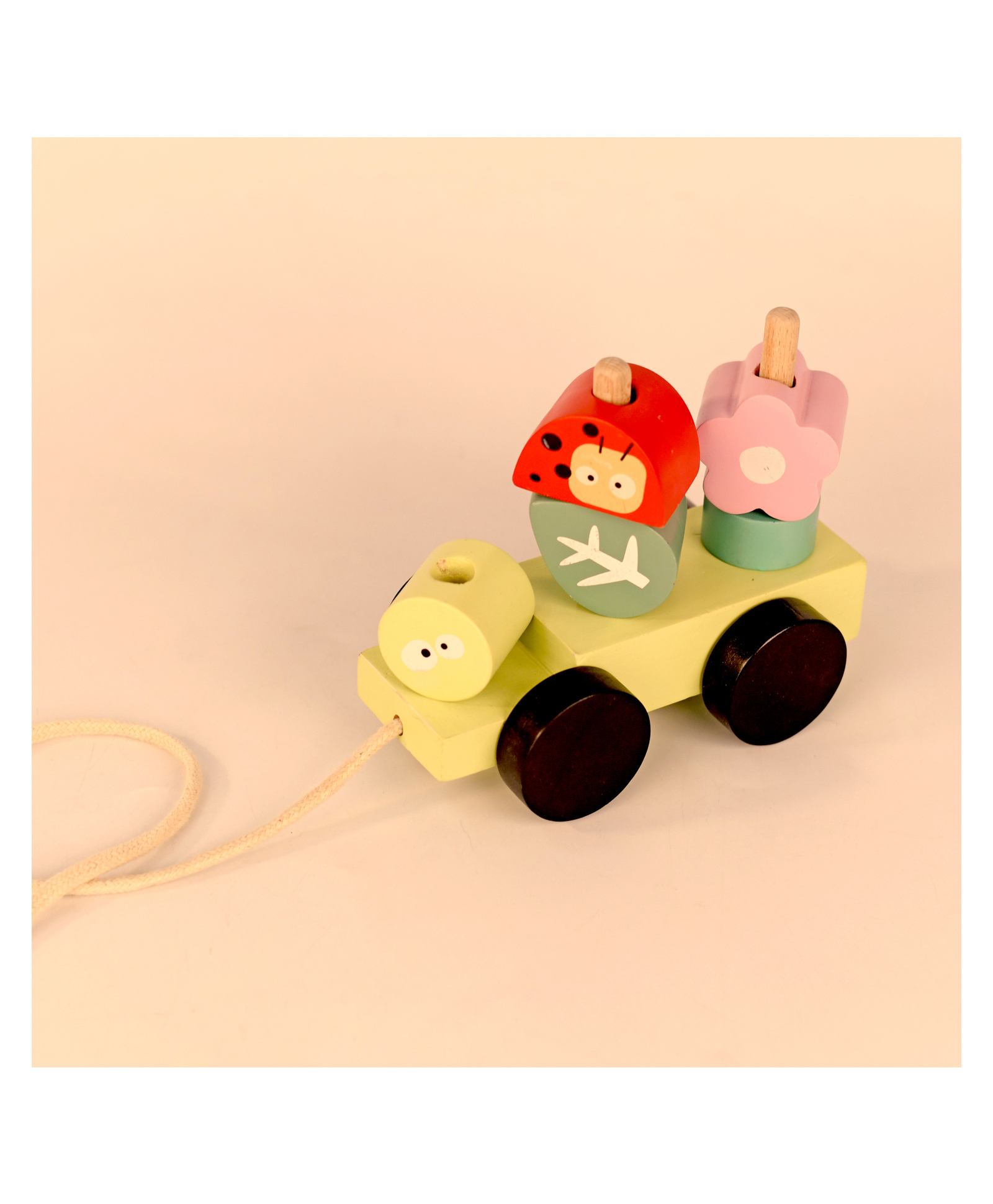Playbox Wooden Pull Along Forest Toy Set Non-Toxic Push Pull String Toys for Toddler & Kids Baby Encourages Walking & Develops Skills Toys-image-3