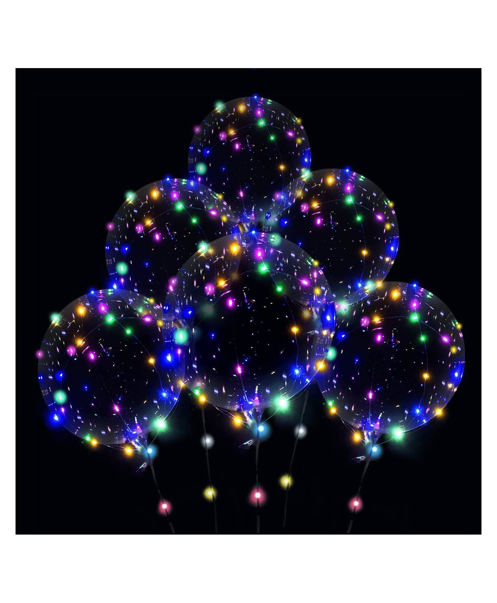 Ji & Ja Transparent Bobo Bubble Balloons Multicolor Led Lights Crystal Clear for LED Light Up Balloons (Set of 5 Pcs)-image-4