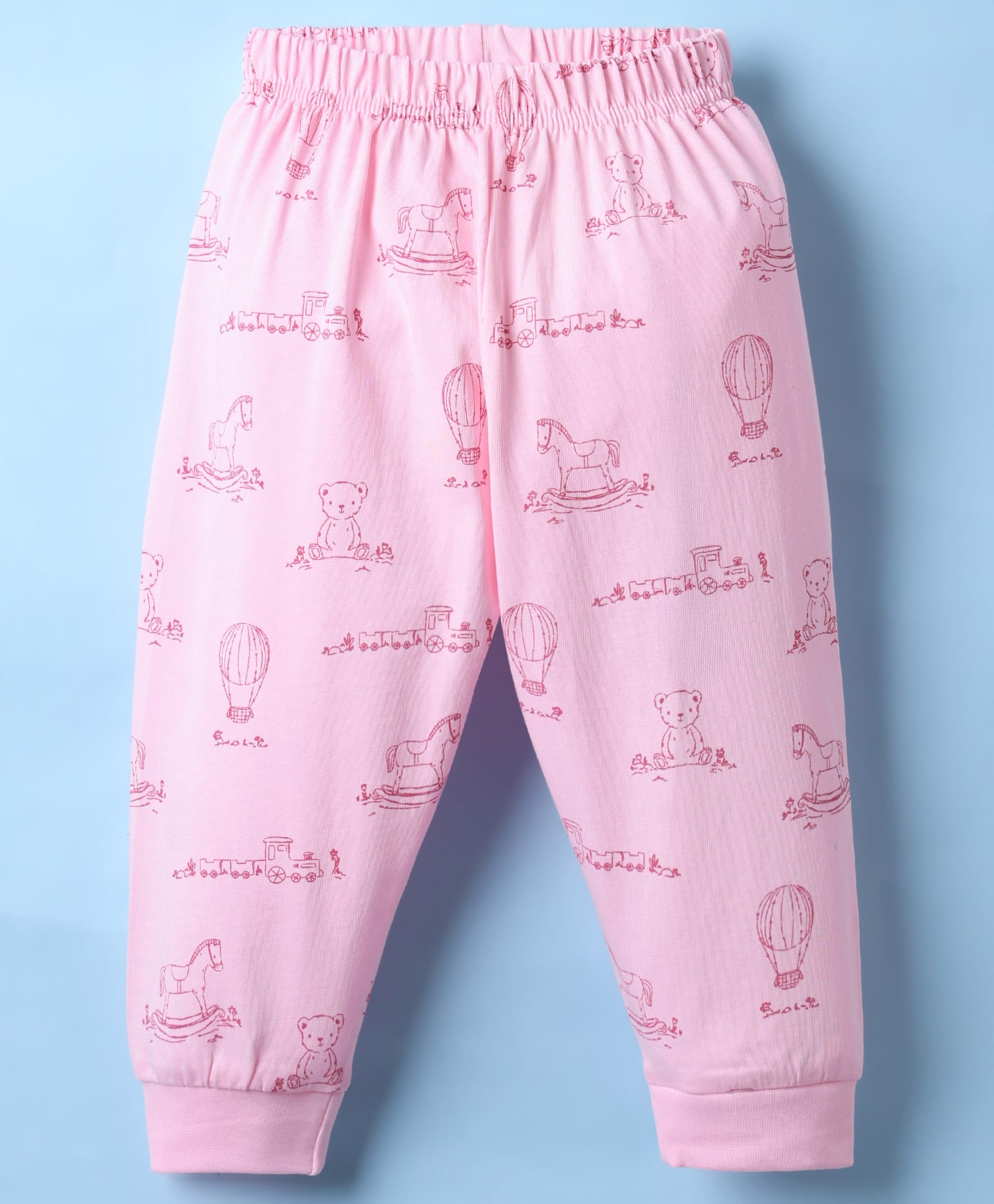 Ollypop Interlock Knit Full Length Lounge Pant With Animal Print - Pink-picture-39