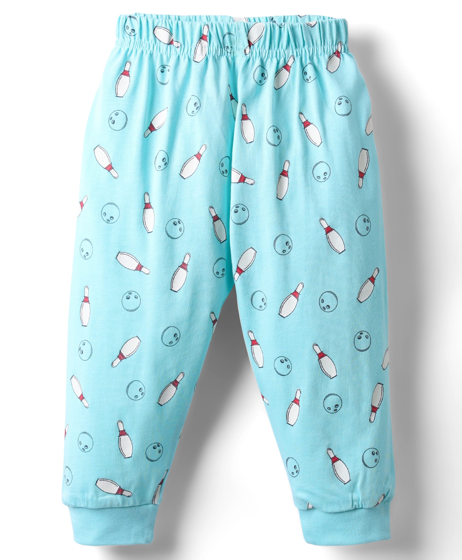 Ollypop Interlock Knit Full Length Lounge Pant with Bowling Print - Light Blue-image-47