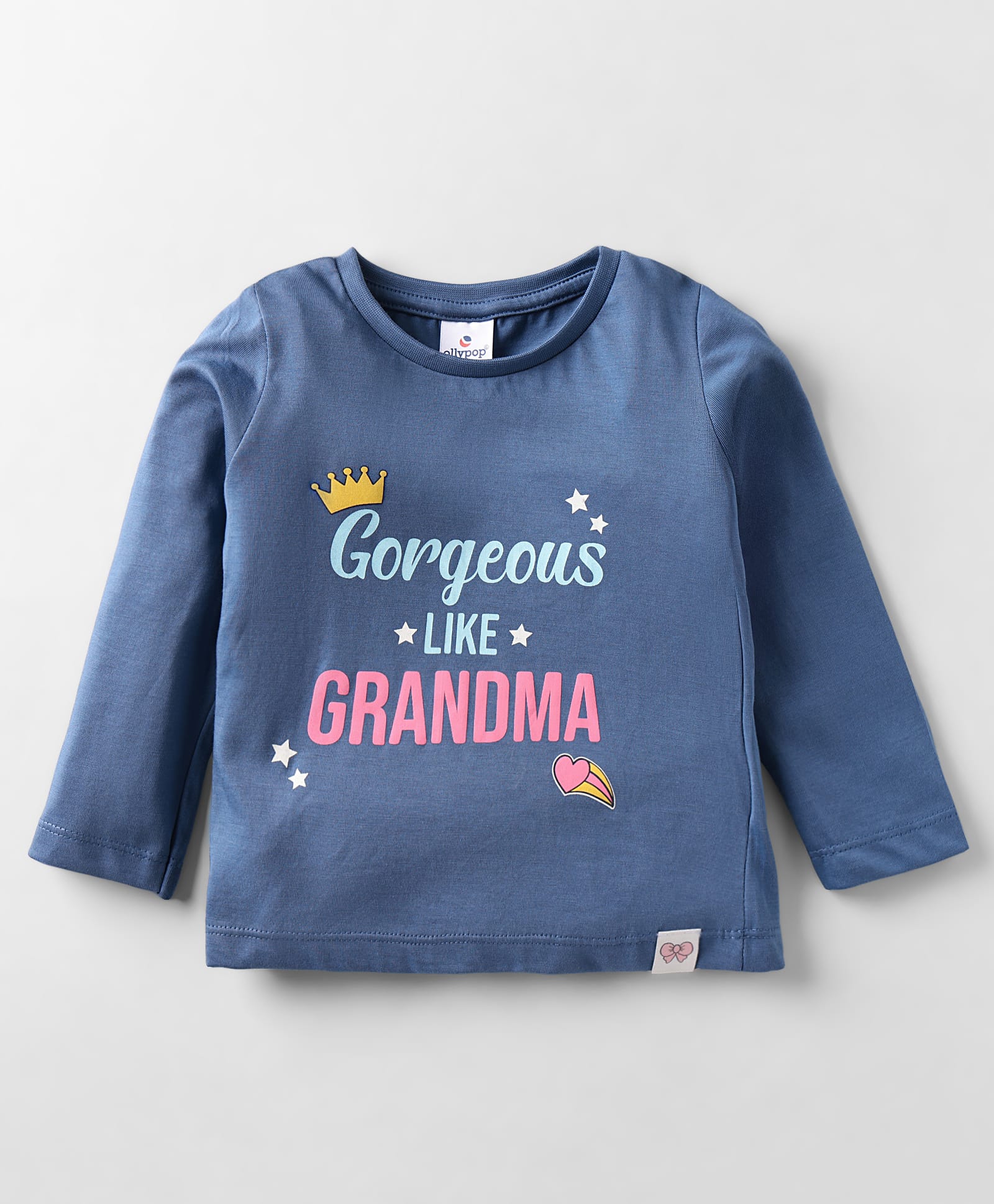 Ollypop Cotton Knit Full Sleeves T-Shirt with Text Print - Navy Blue-picture-15