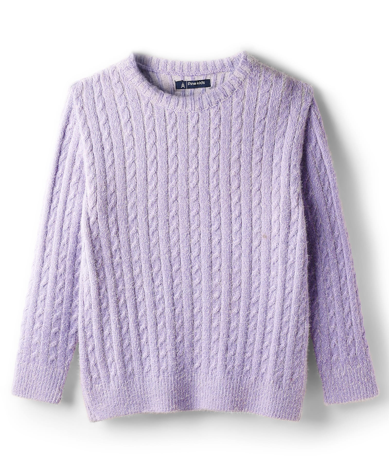 Pine Kids Knit Full Sleeves Pullover Sweater with Cable Knit Design - Lavender-picture-23