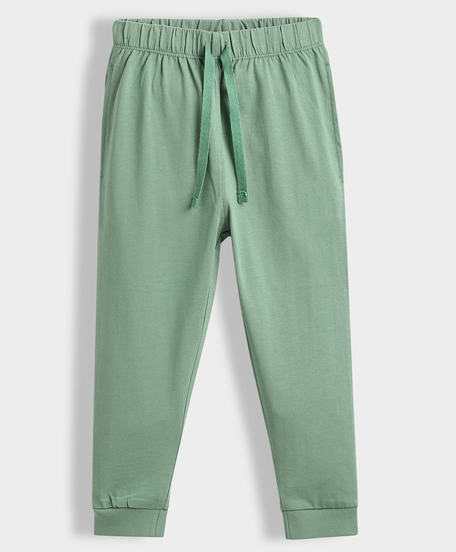 Orange Sugar 100% Cotton Knit Solid Joggers - Green-picture-25