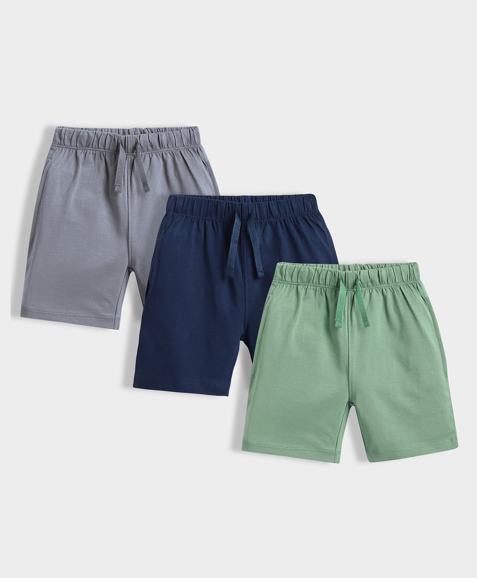 Orange Sugar 100% Cotton Knit Pack Of 3 Solid Shorts - Multi Colour-picture-23