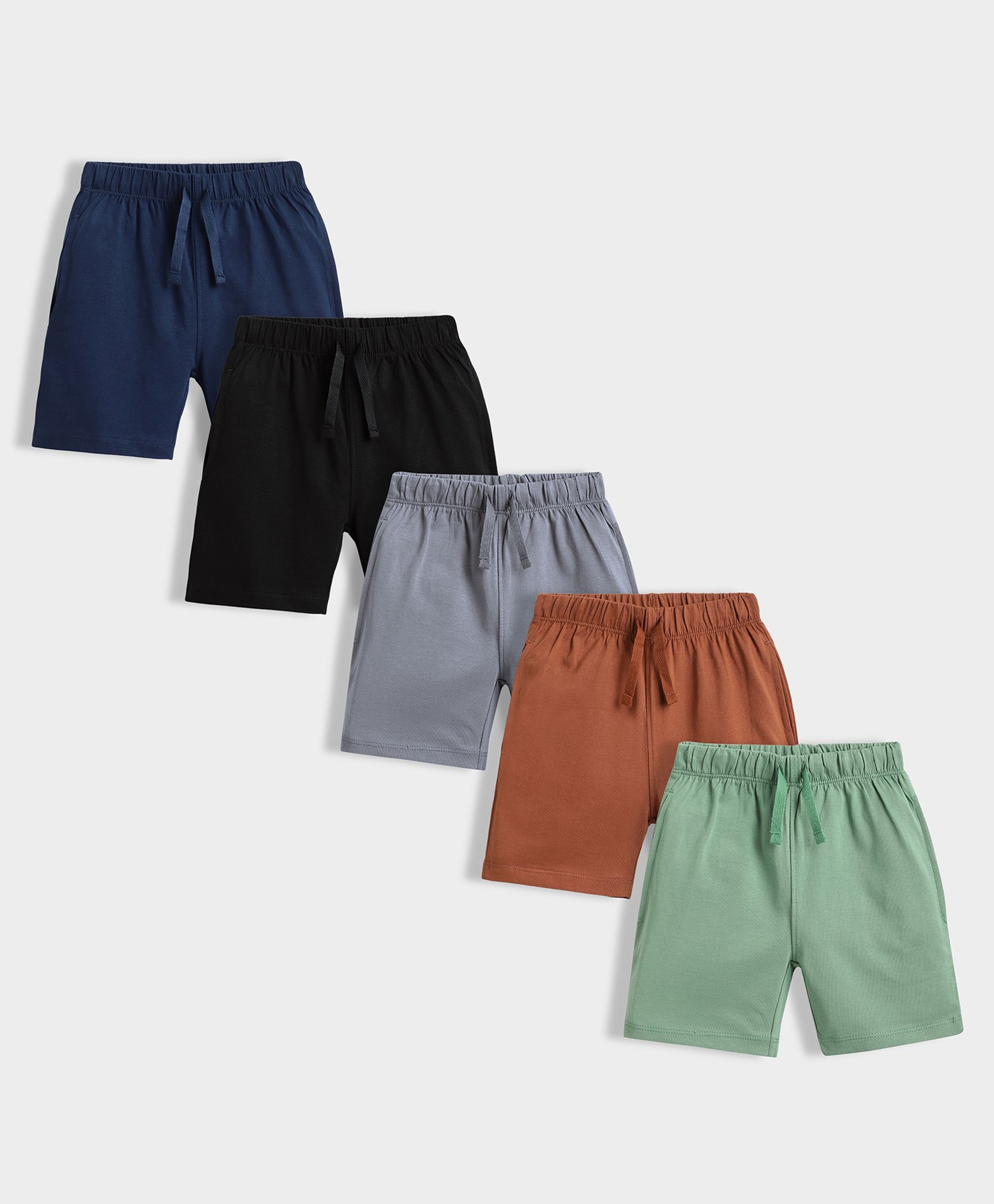 Orange Sugar 100% Cotton Knit Pack Of 5 Solid Shorts - Multi Colour-picture-12