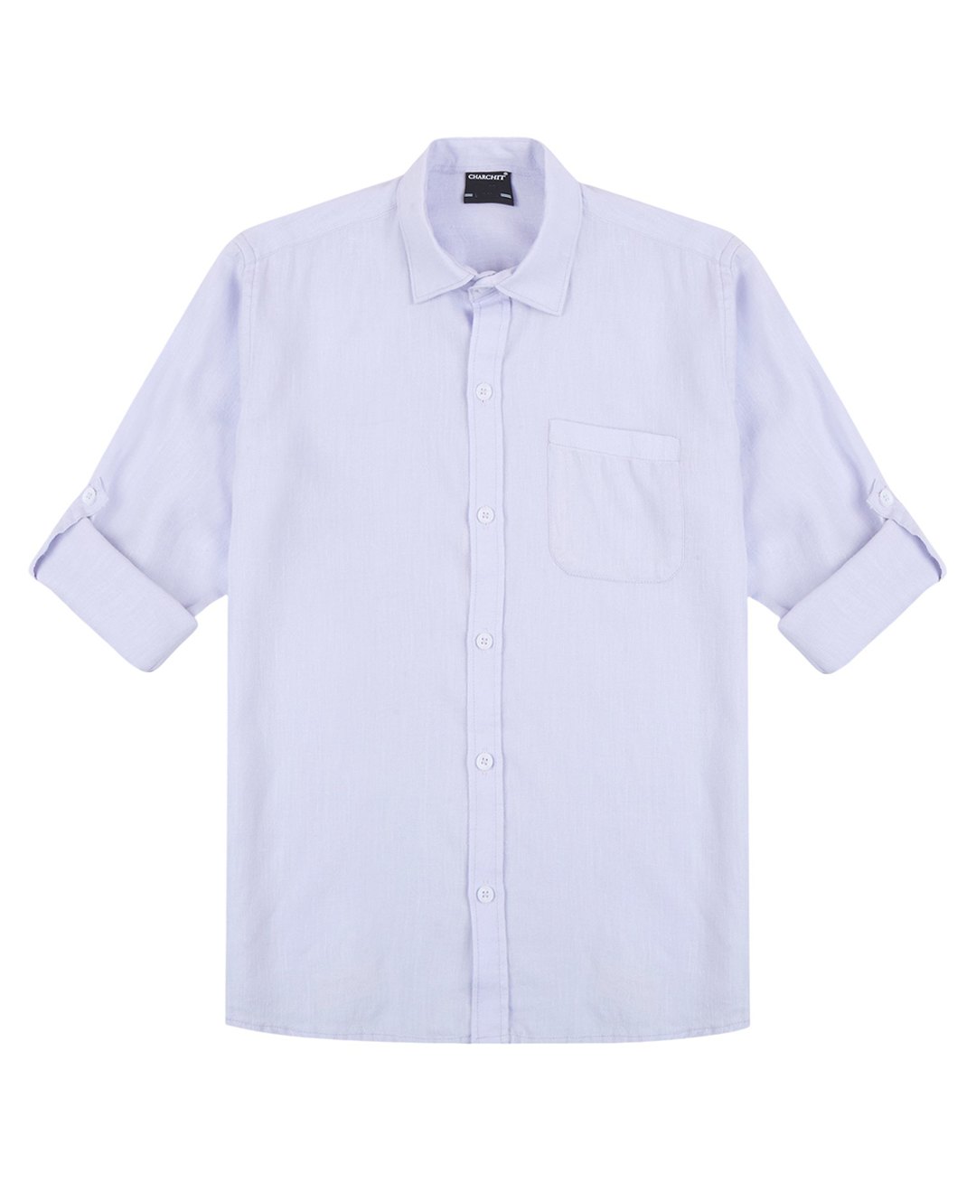 Charchit Linen Woven Full Sleeves Solid Shirt - Purple-picture-22