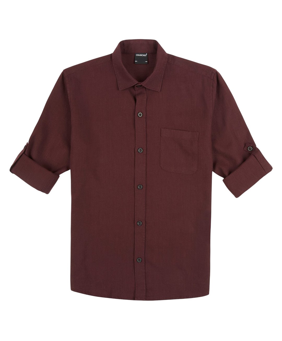 Charchit Linen Woven Full Sleeves Solid Shirt - Violet-picture-13