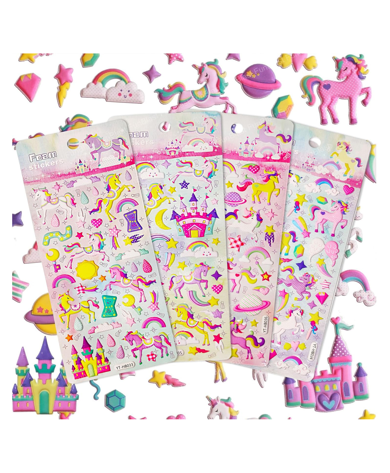 FunBlast Cute Unicorn Theme Kawaii Stickers Set of 4 Sheet - Multicolor-image-8
