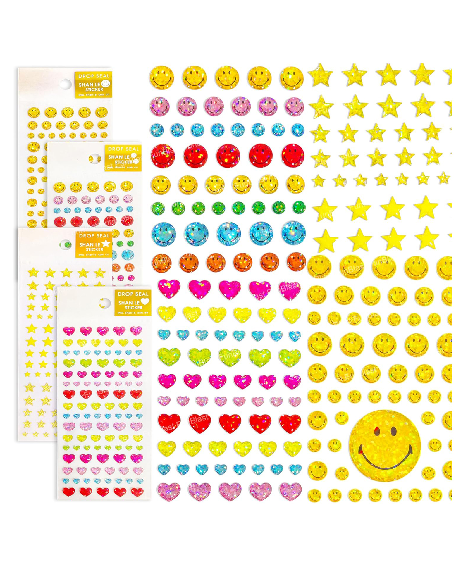 FunBlast Smiley, Star & Heart Shape Stickers Set of 4 Aesthetic Stickers-picture-12