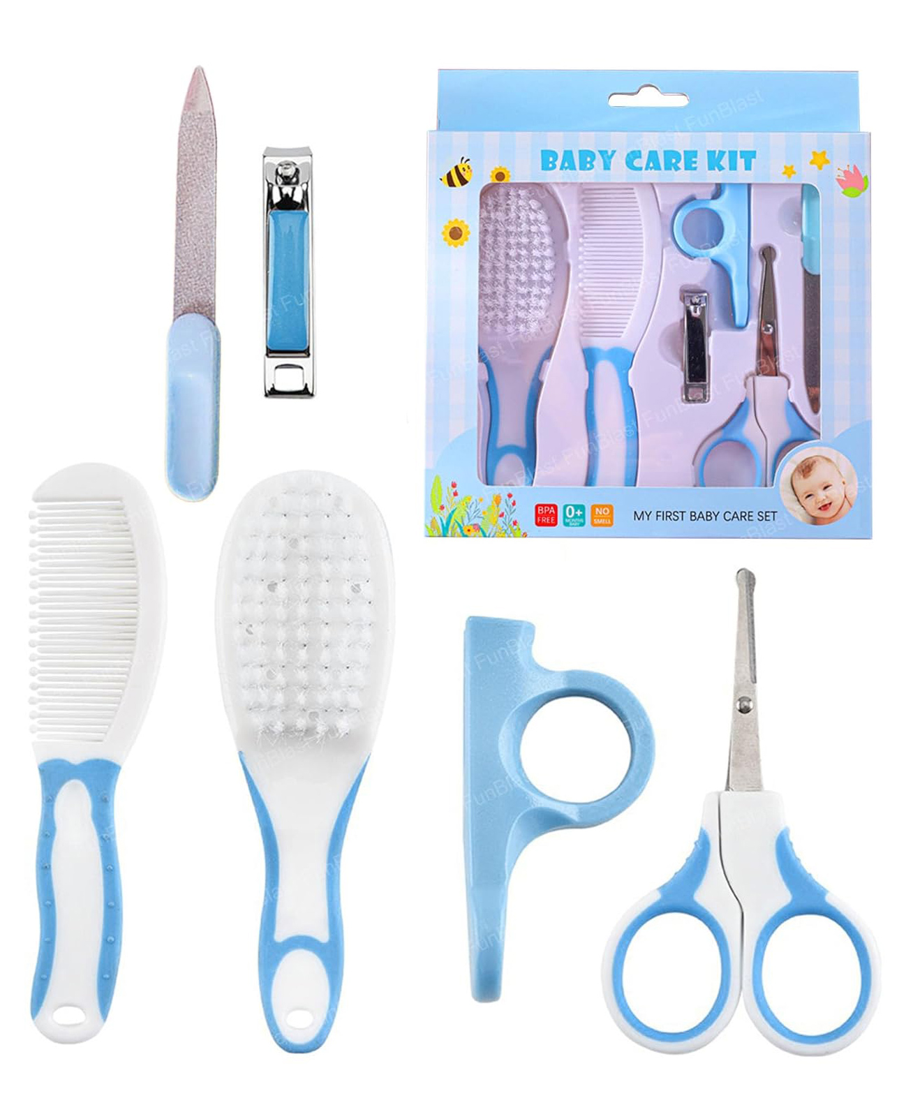 FunBlast Baby Manicure Grooming Kit with Nail and Hair Grooming Tools 6 Pcs Blue-image-41