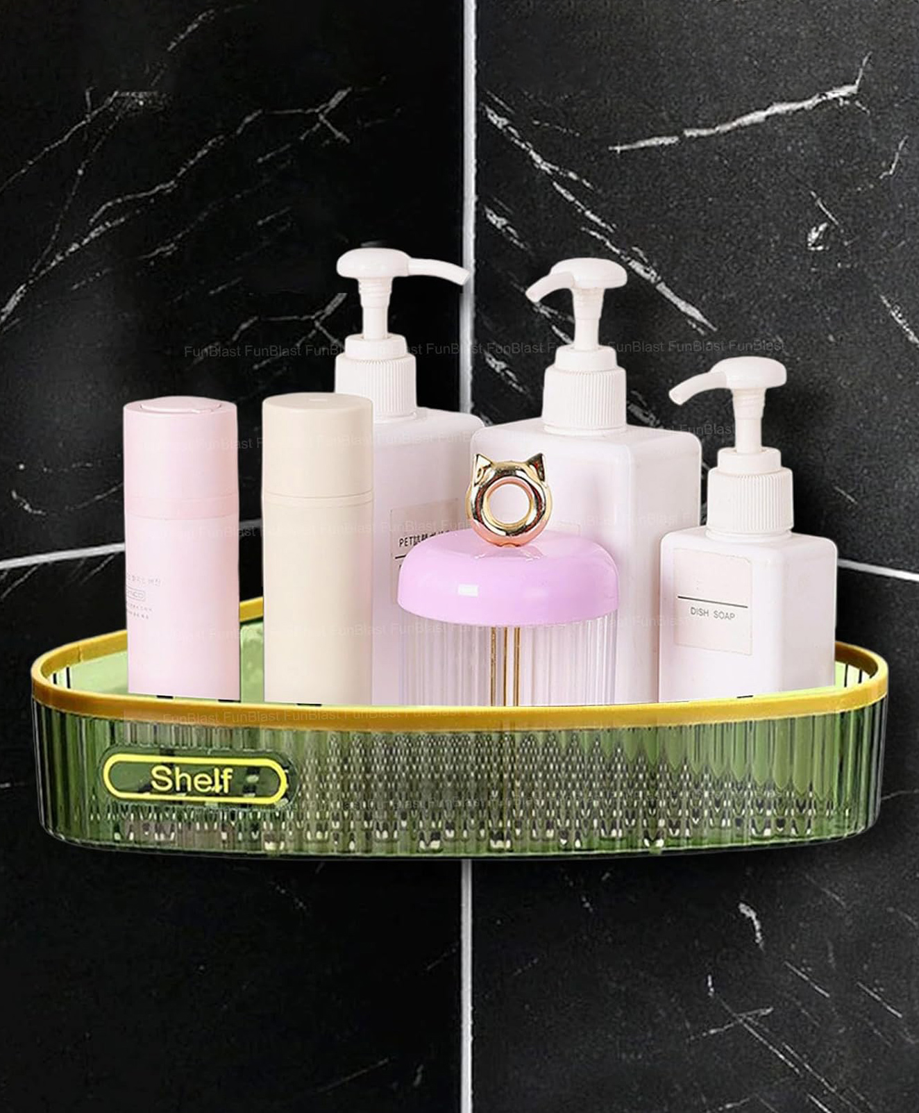 FunBlast Wall Mount Bathroom Shelf Organizer Home and Kitchen Green-image-2