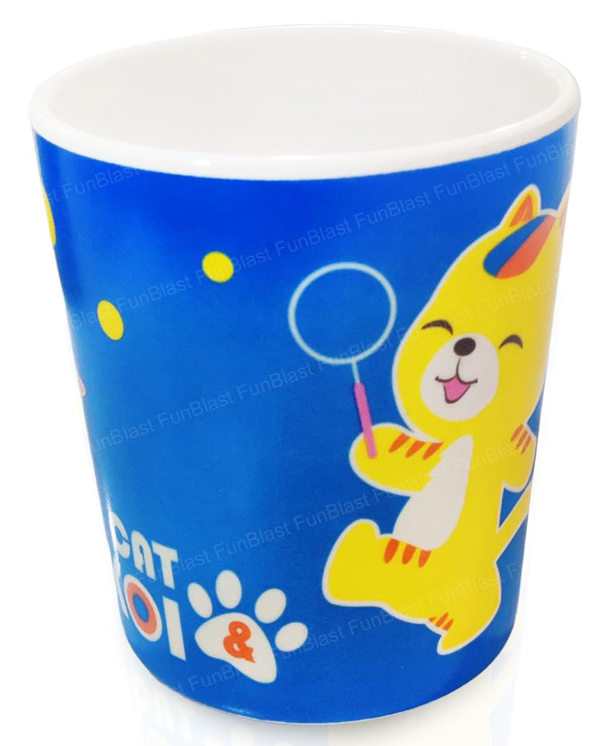 FunBlast Cartoon Theme Bamboo Fiber Milk Mug for Kids Pack of 1 Blue - 210 ml-image-11