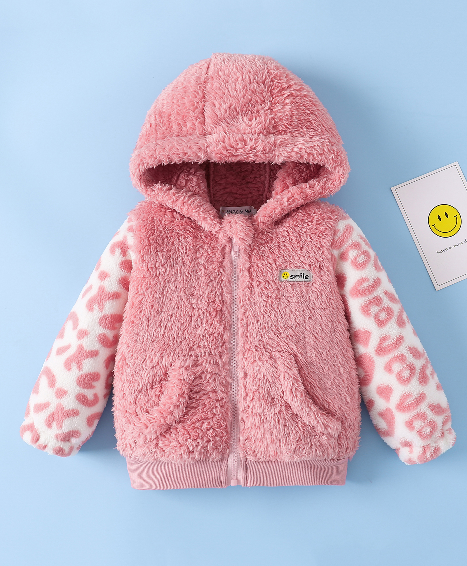Mark & Mia Full Sleeves Hooded Sweatjacket With kangaroo Pockets - Pink-picture-36