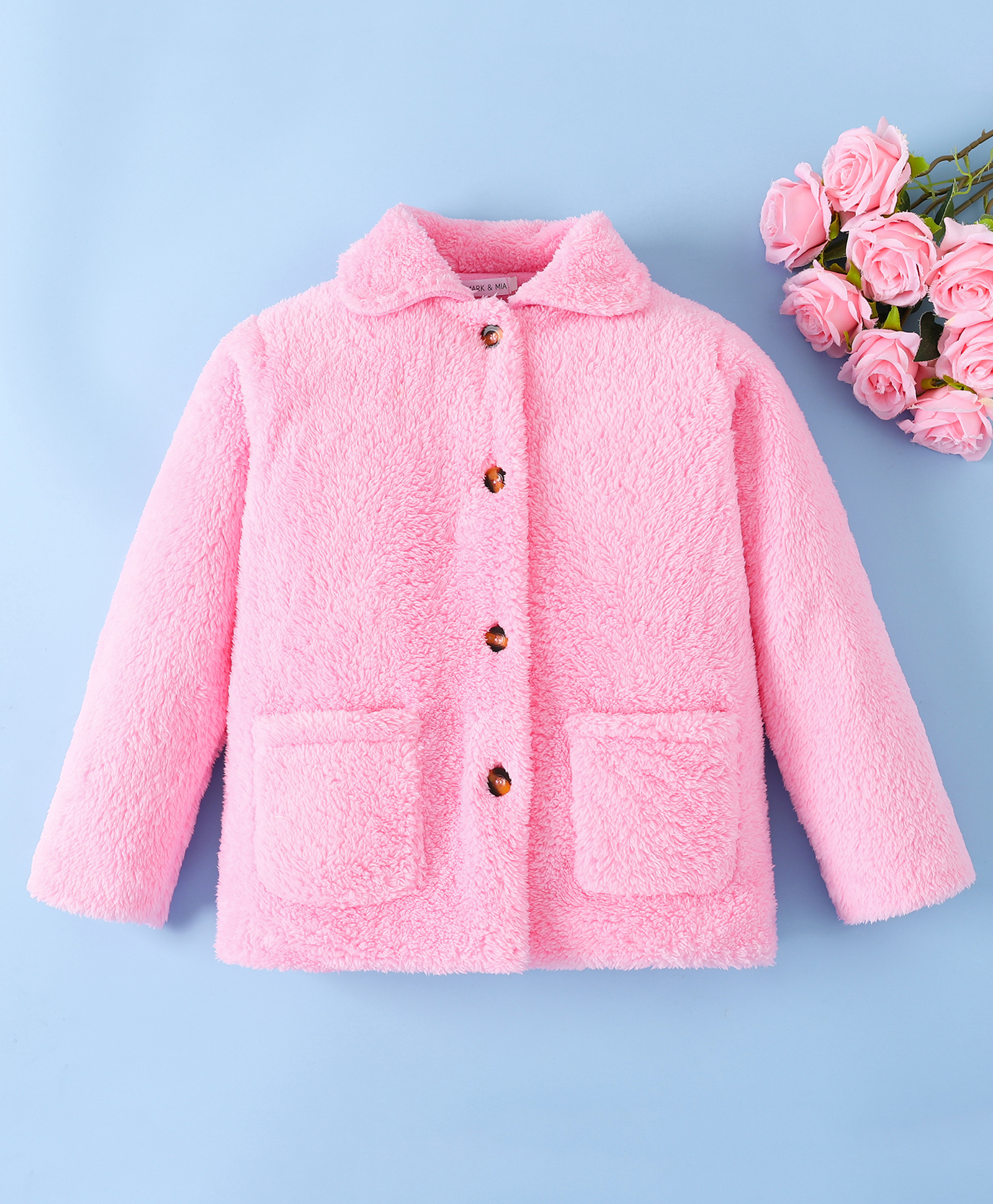 Mark & Mia Full Sleeves Solid Fur Winter Jacket With Pockets - Pink-picture-21