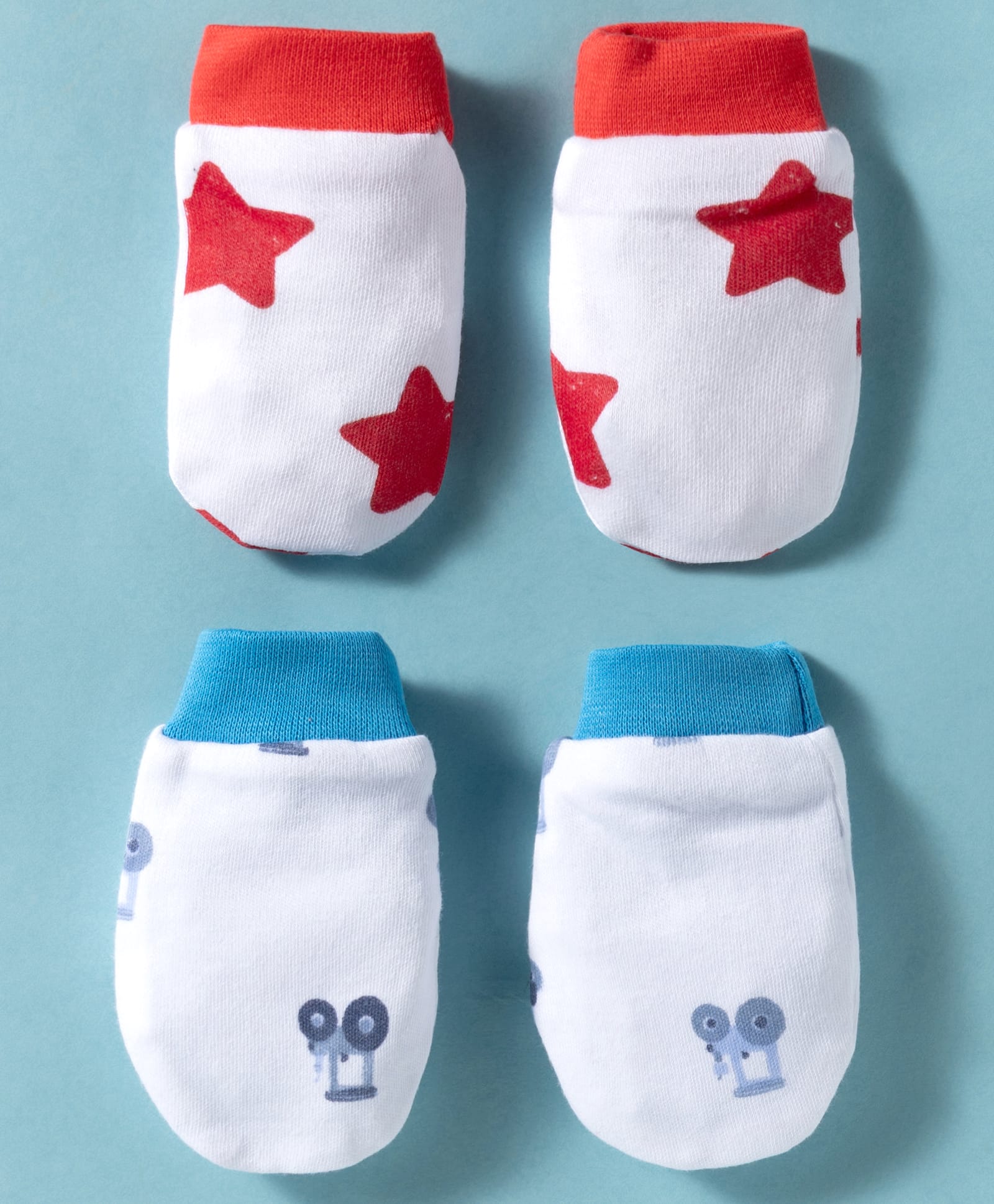 OHMS Interlock Knit Mittens With Vehicle Print Pack Of 2 - White-image-45