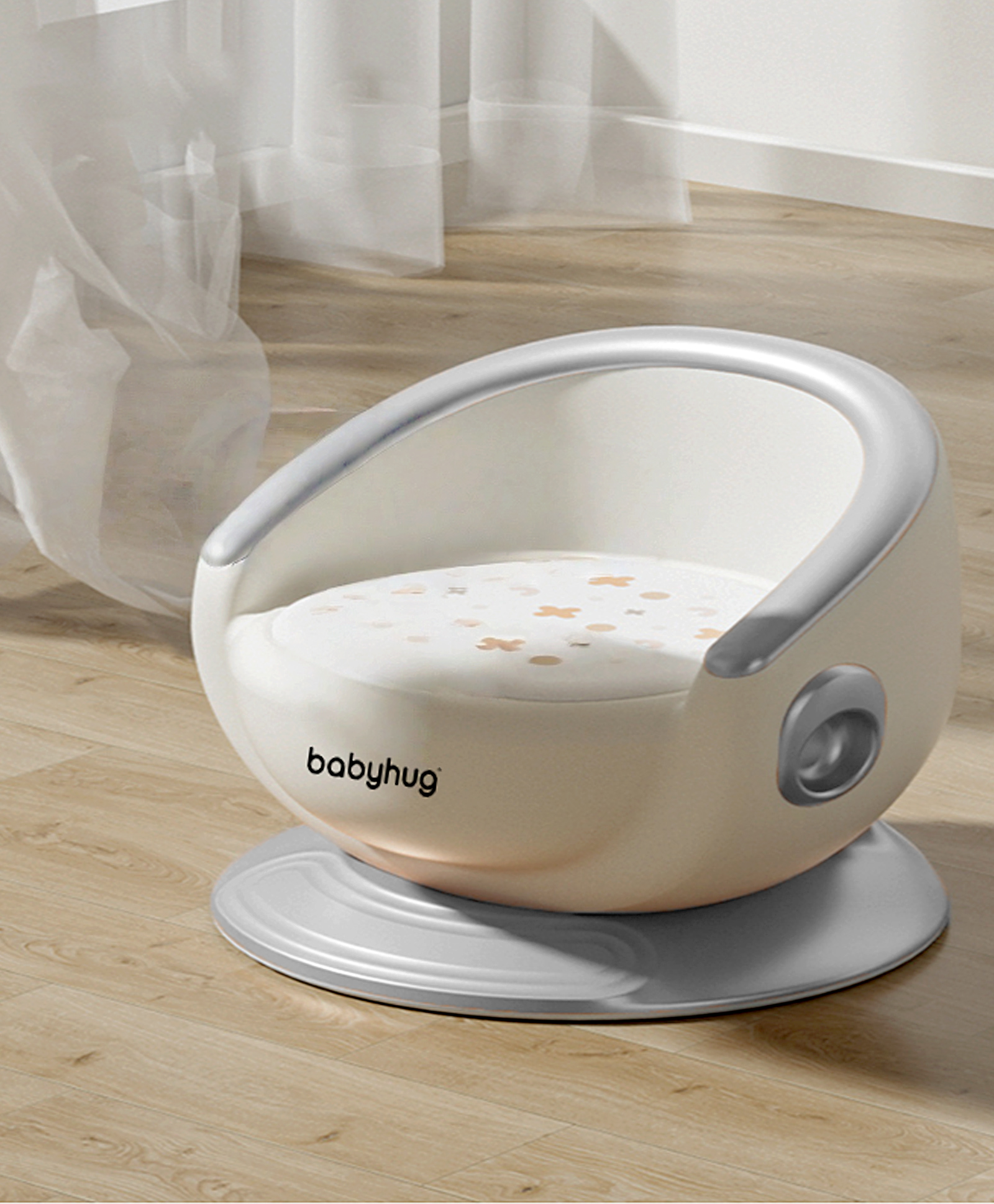 Babyhug 3-in-1 Convertible Baby Booster Chair with Feeding Tray - White Grey| Safety Harness| Removable Feeding Tray| Soft Cushion Seat| Feeding Chair| Toddler Seat-picture-28