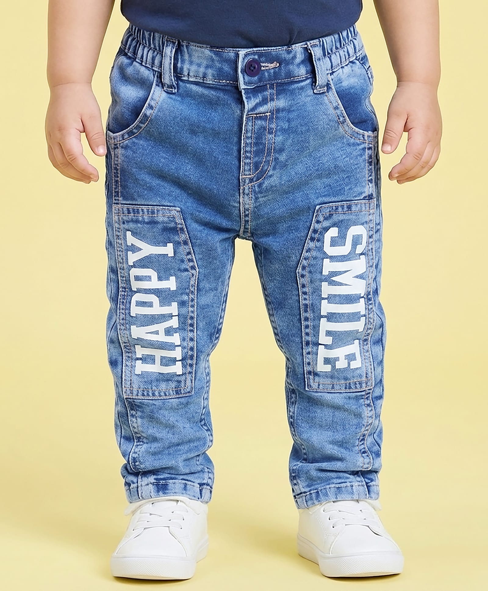 Babyoye Denim Full Length Jeans With Text Print - Blue-image-44