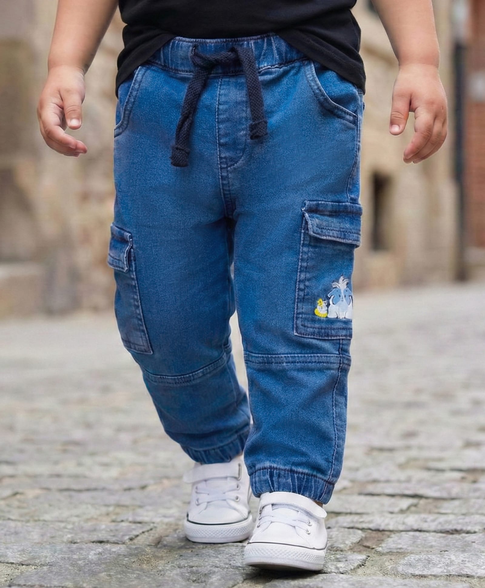 Babyoye Denim Full Length Jeans With Animal Print - Blue-picture-27